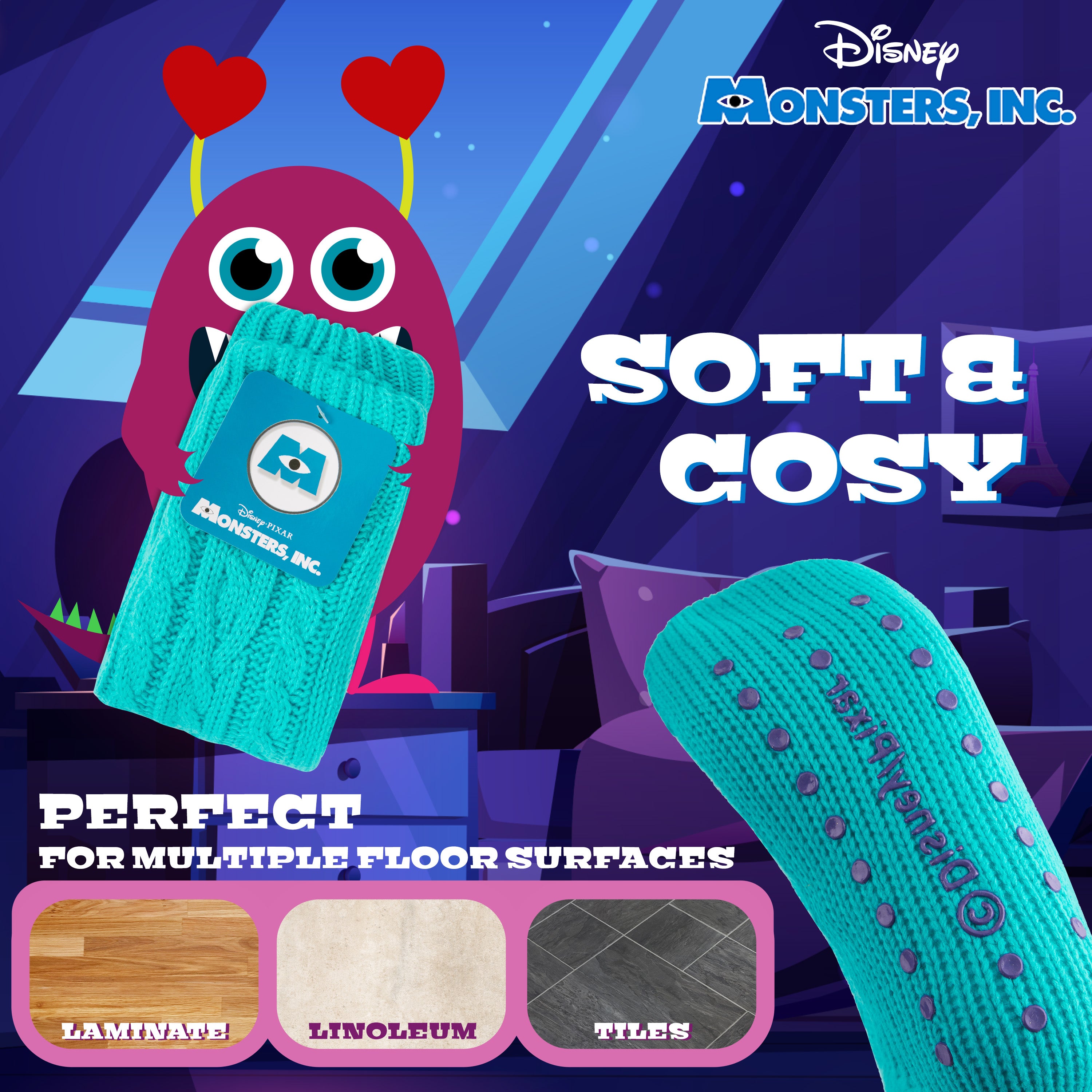 disney-stitch-chaussettes-pilou-femme-sully-bleu image 4