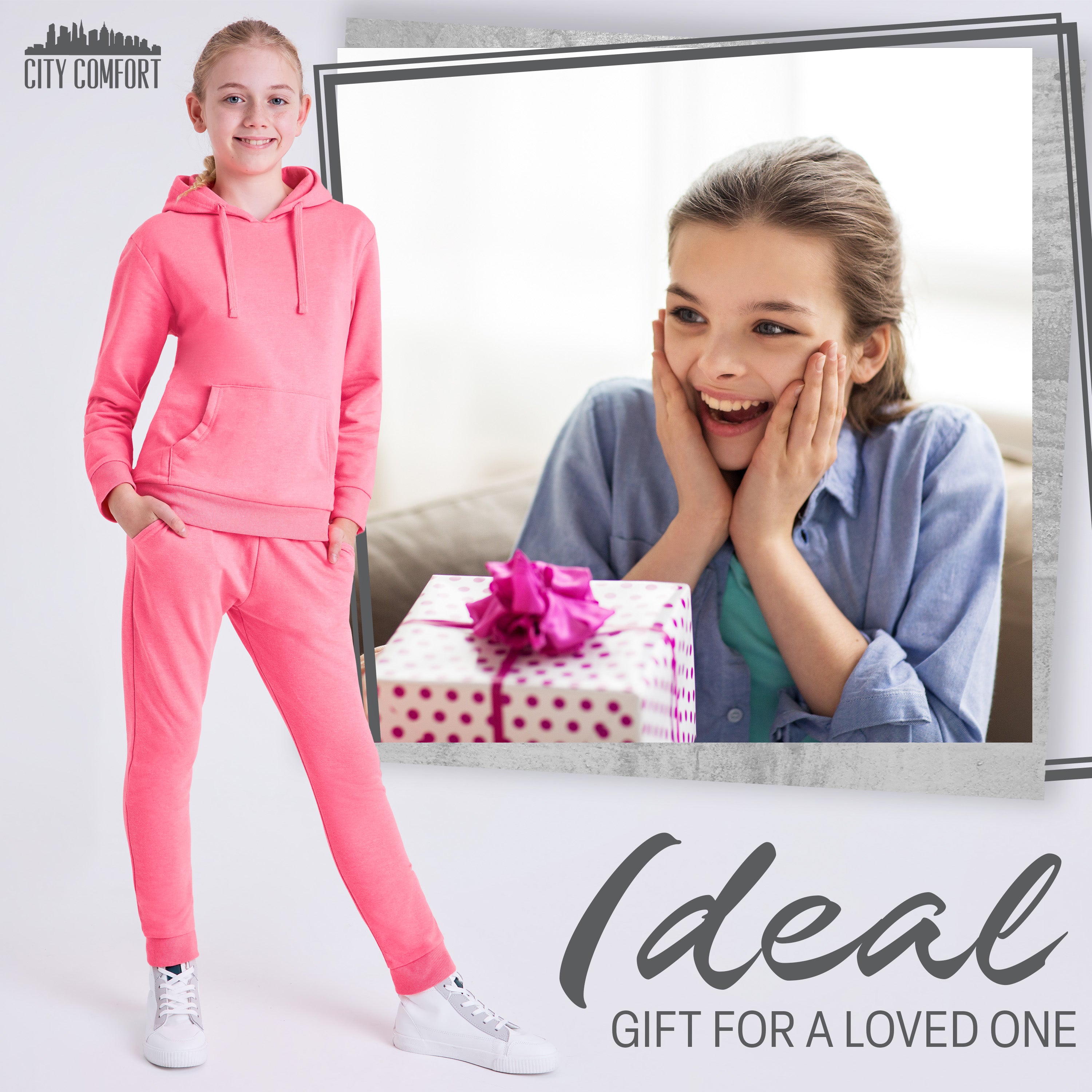 citycomfort-surv-tement-fille-hoodie-jogging-rose-7-8-ans-coton image 4