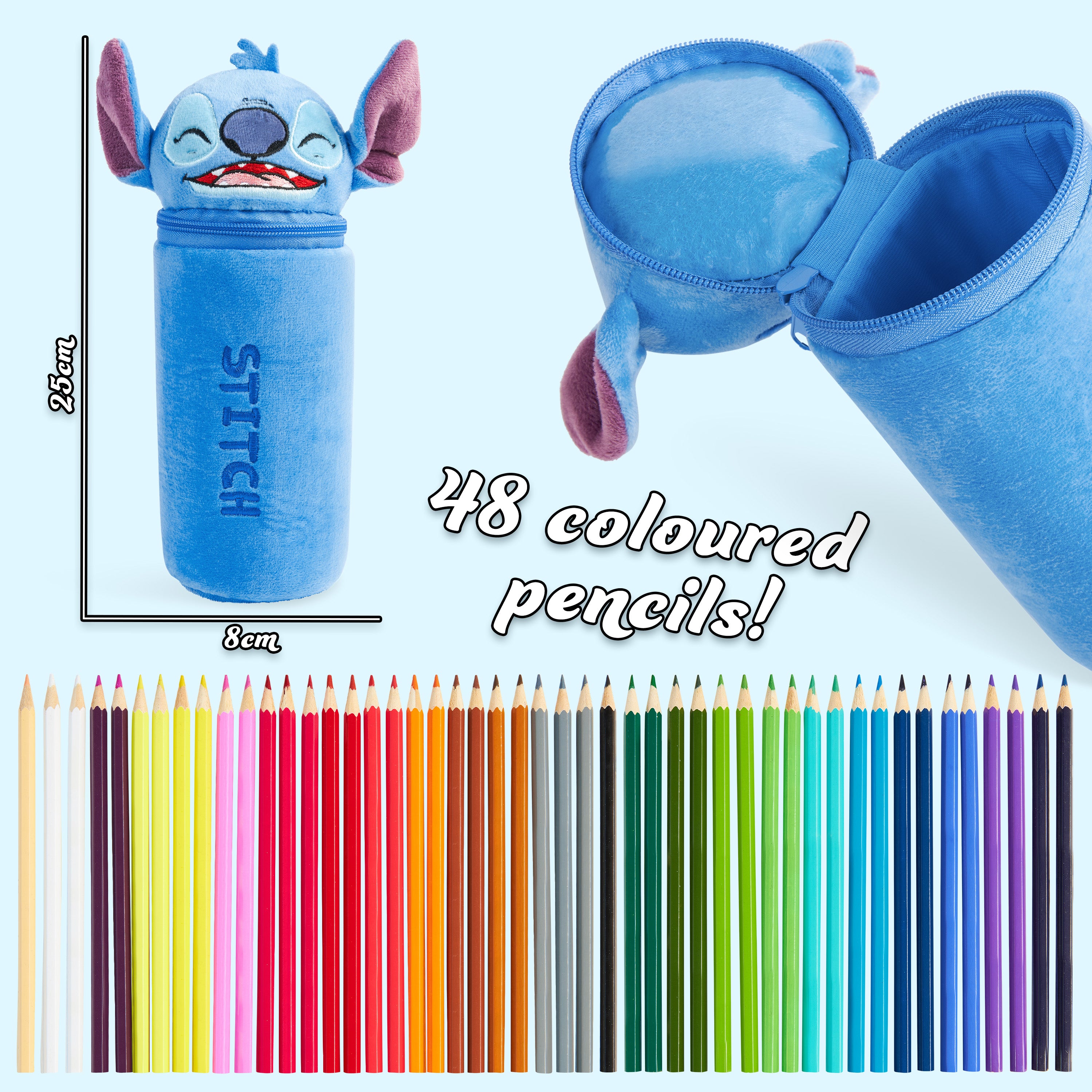 get-trend-school-supplies-stitch-trousse-garnie-48-crayons-bleue image 6