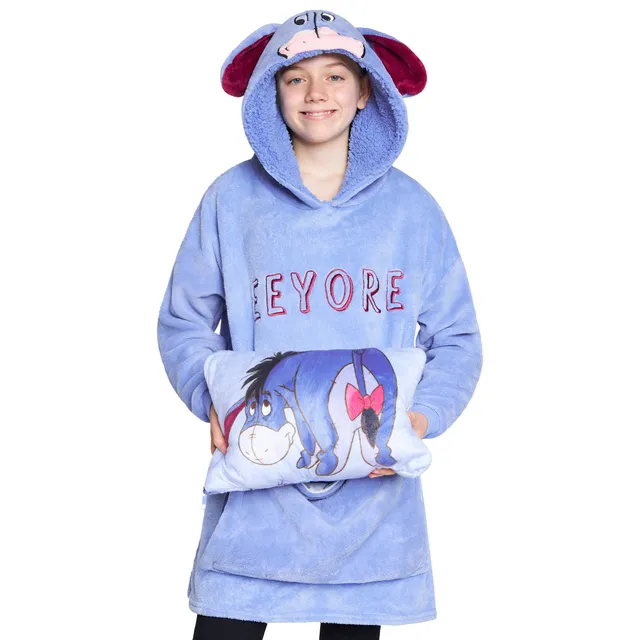 disney-sweat-plaid-enfant-bourriquet-bleu-2-en-1-oreiller image 1