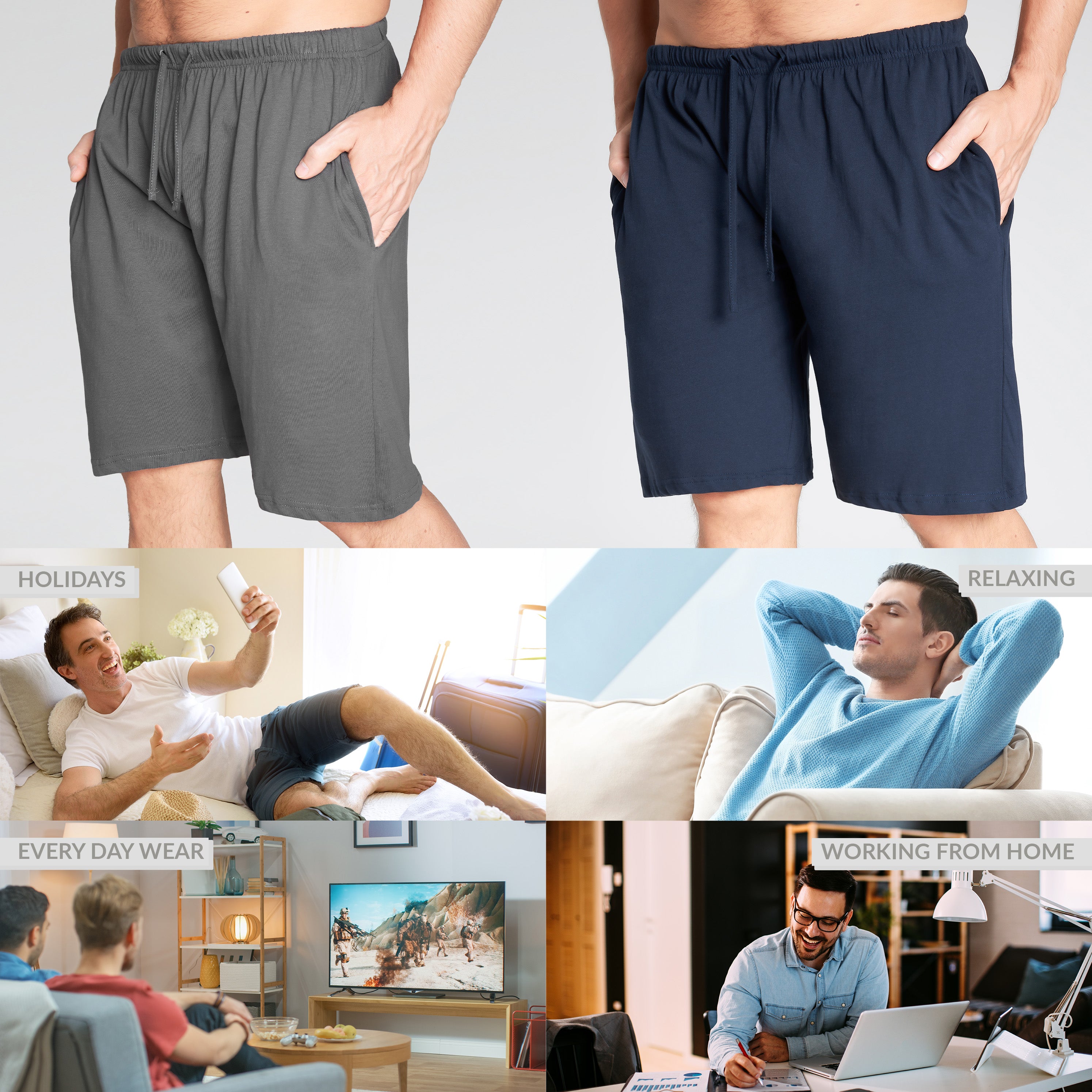 citycomfort-short-pyjama-homme-coton-lot-de-2-poches image 4
