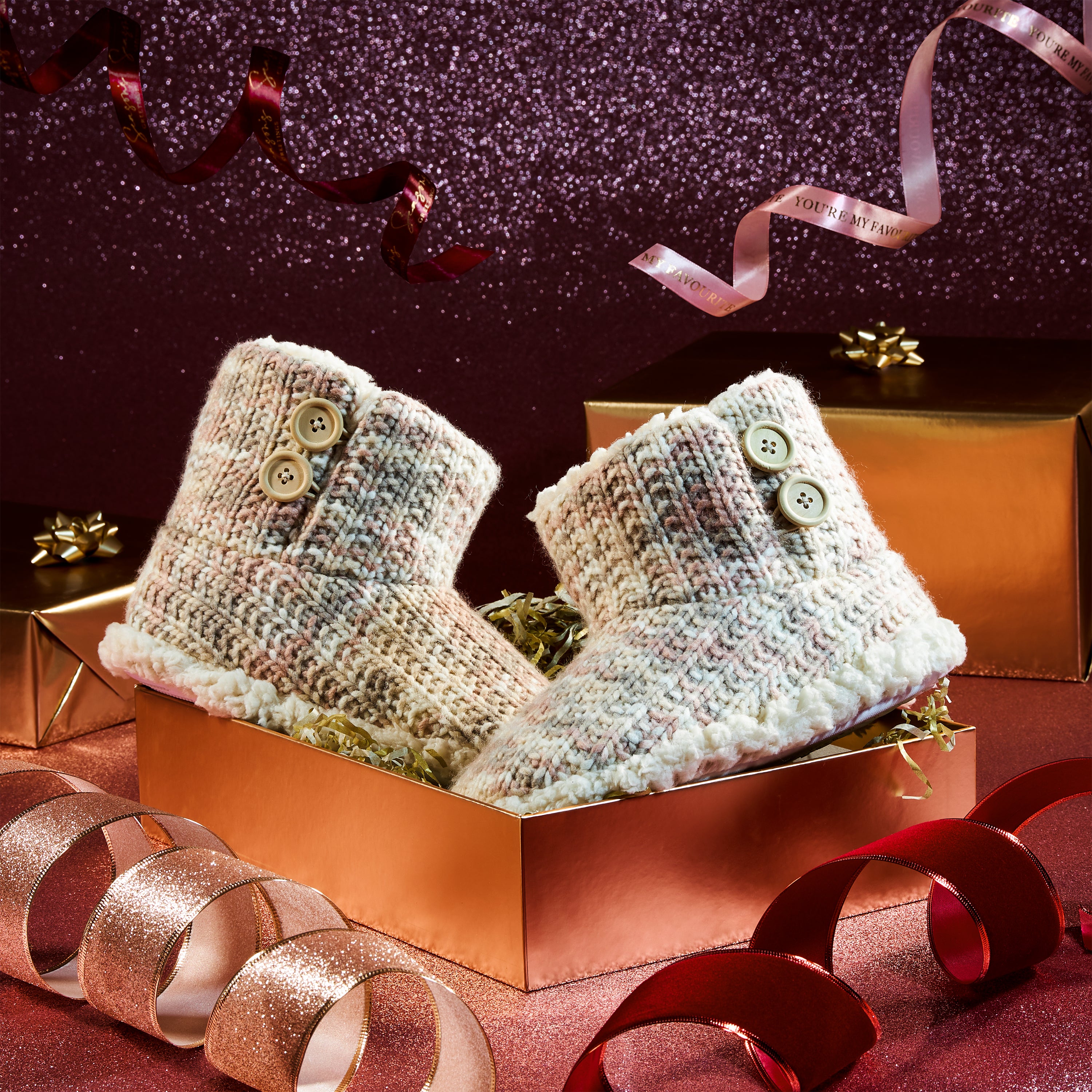 citycomfort-pantoufles-bottines-femme-tricot-fourrure image 4
