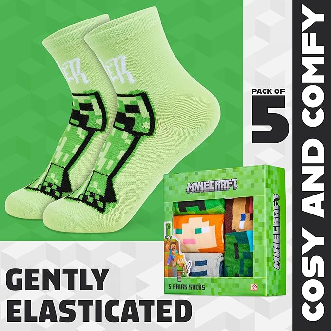 minecraft-chaussettes-gar-on-mi-mollet-lot-respirantes image 5