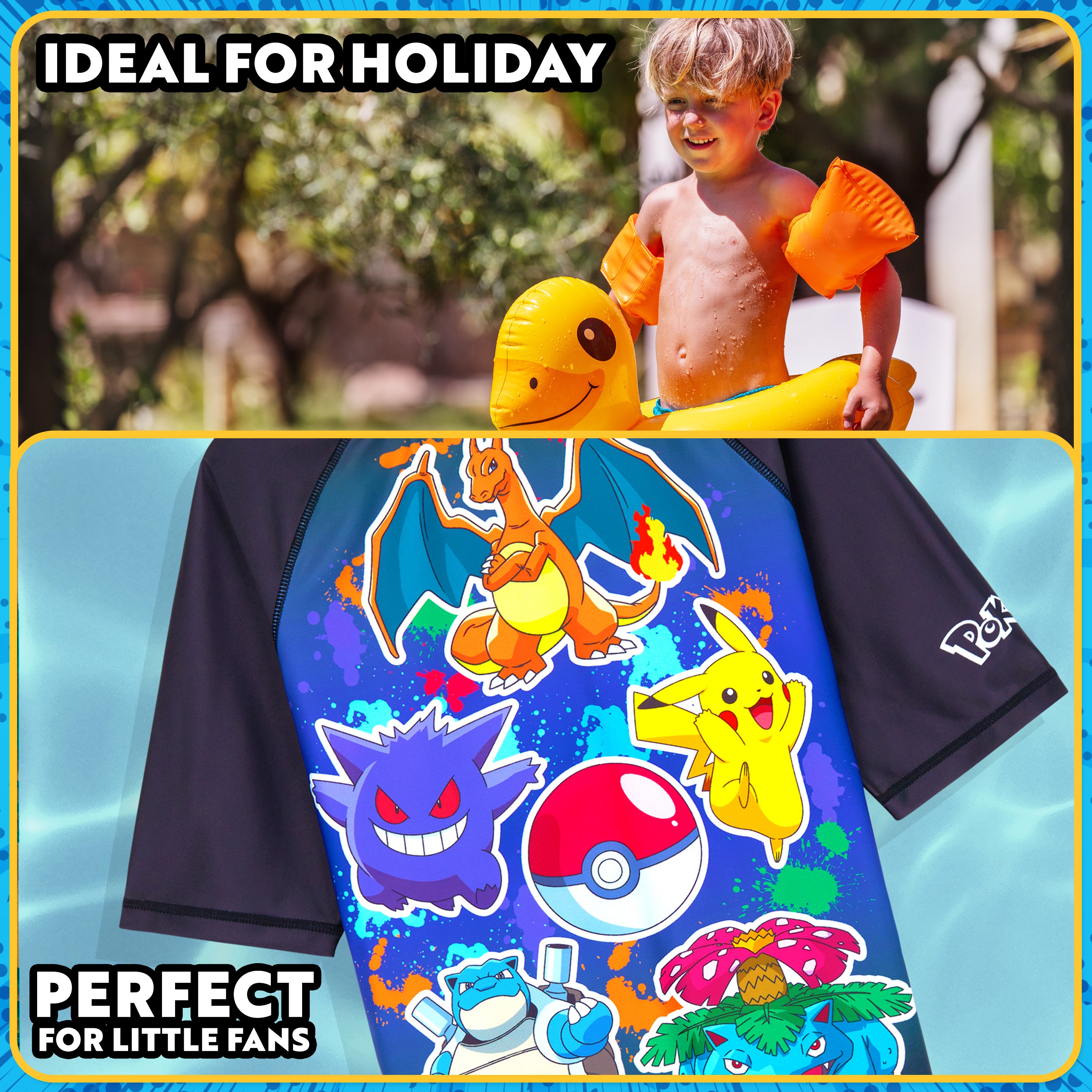pok-mon-maillot-bain-gar-on-2-pi-ces-7-8-ans-rash-guard image 2