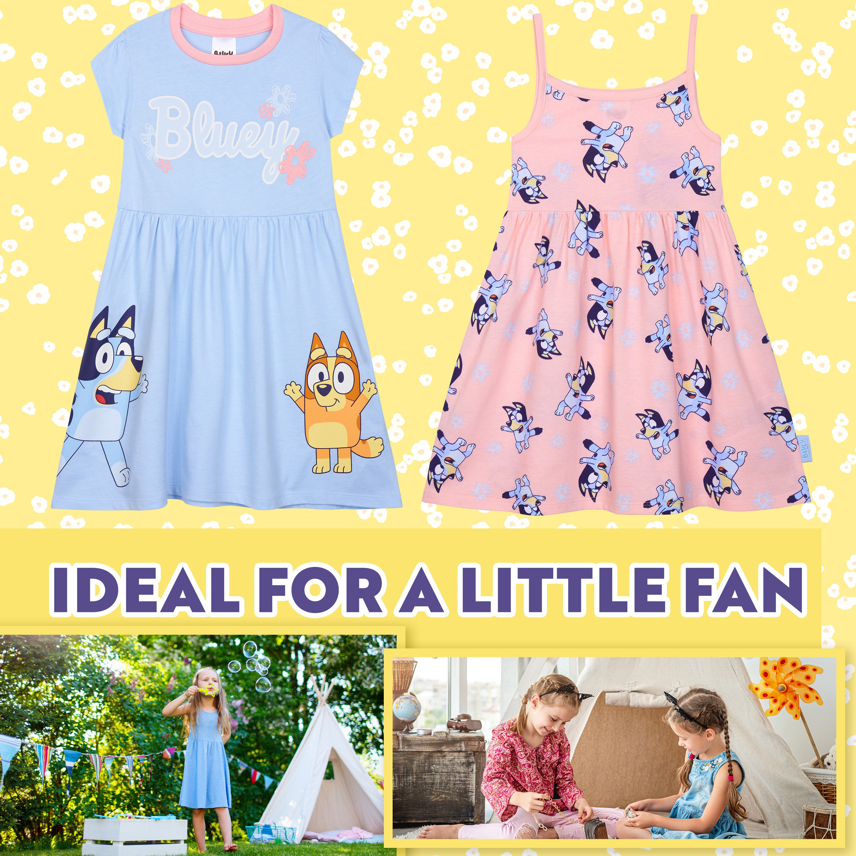 bluey-robe-t-fille-lot-de-2-manches-courtes-5-6-ans image 2