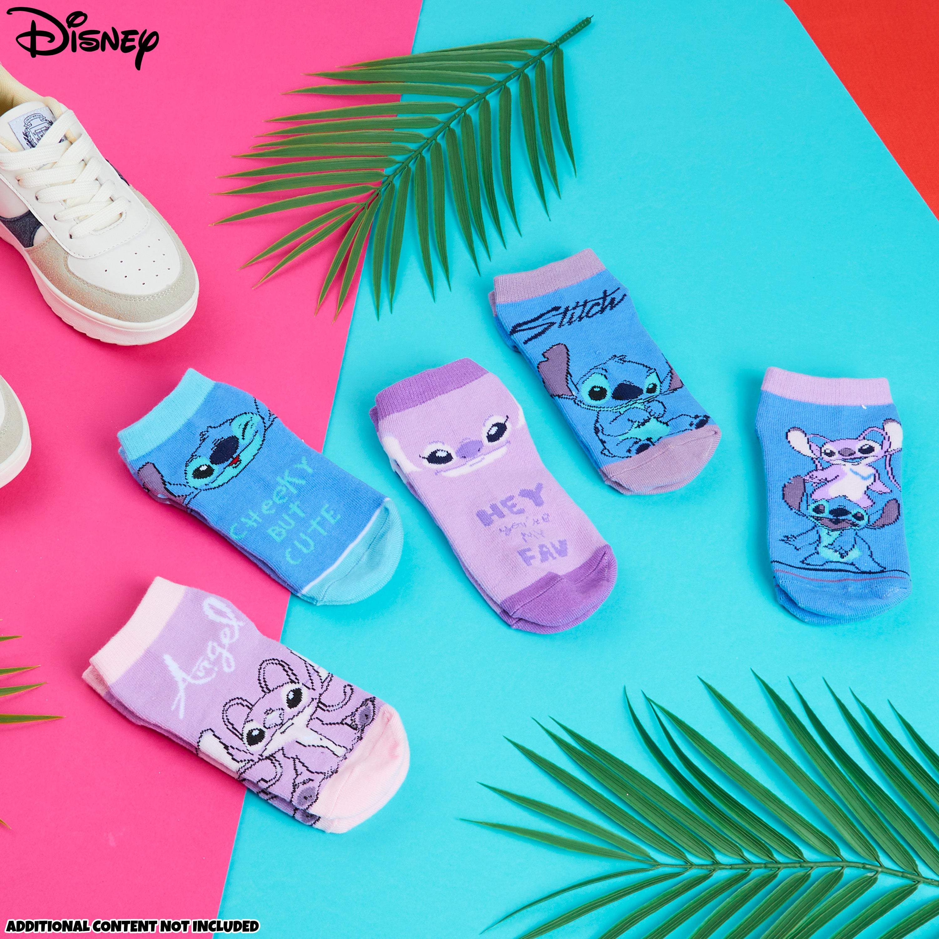 disney-socquettes-cheville-fille-lot-de-5-coton-stitch image 2