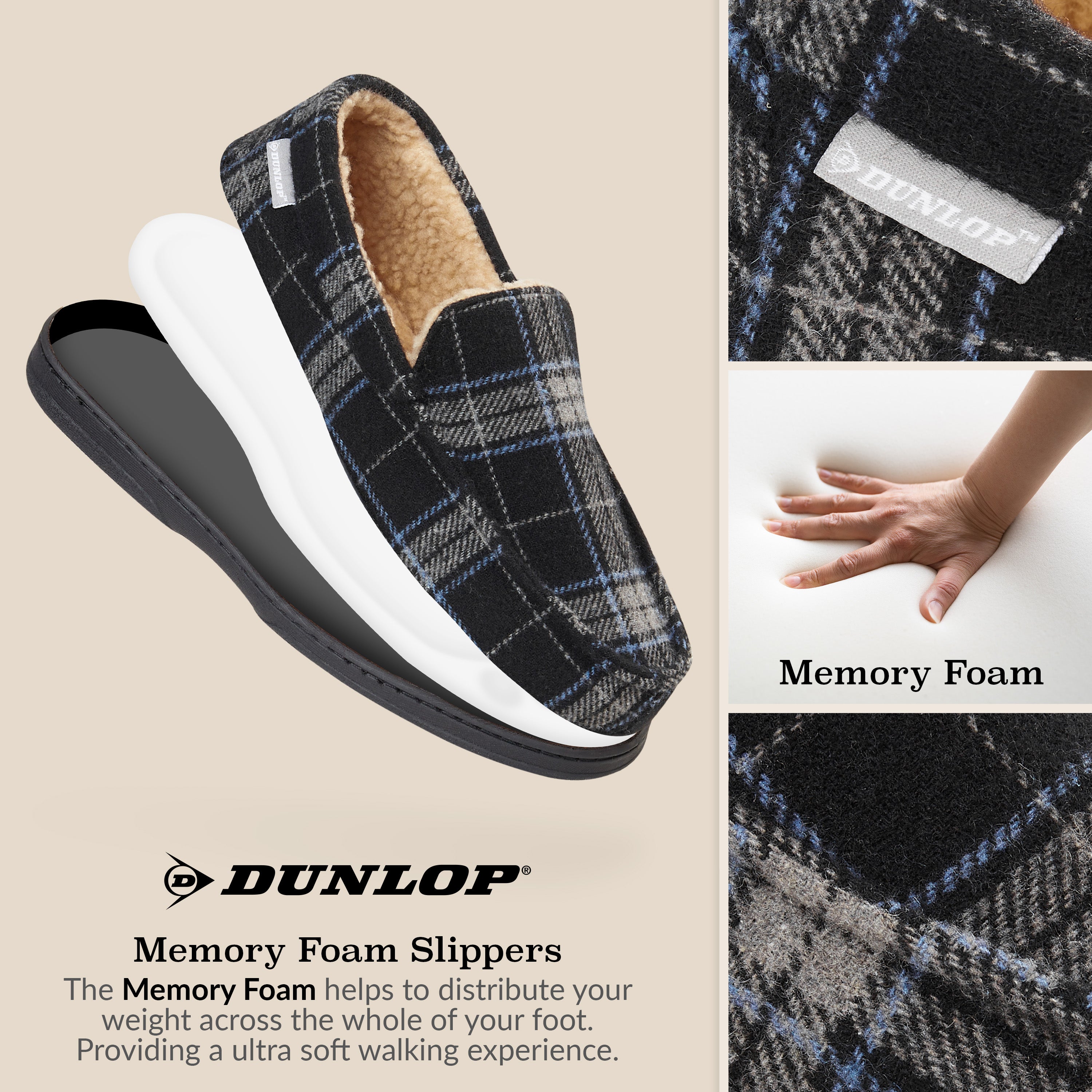 dunlop-mocassin-chausson-homme-fourrure-m-moire-charcoal-43 image 5