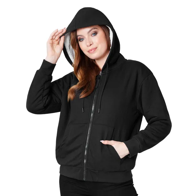 citycomfort-sweat-zip-femme-polaire-noir-s-xl-capuche image 1