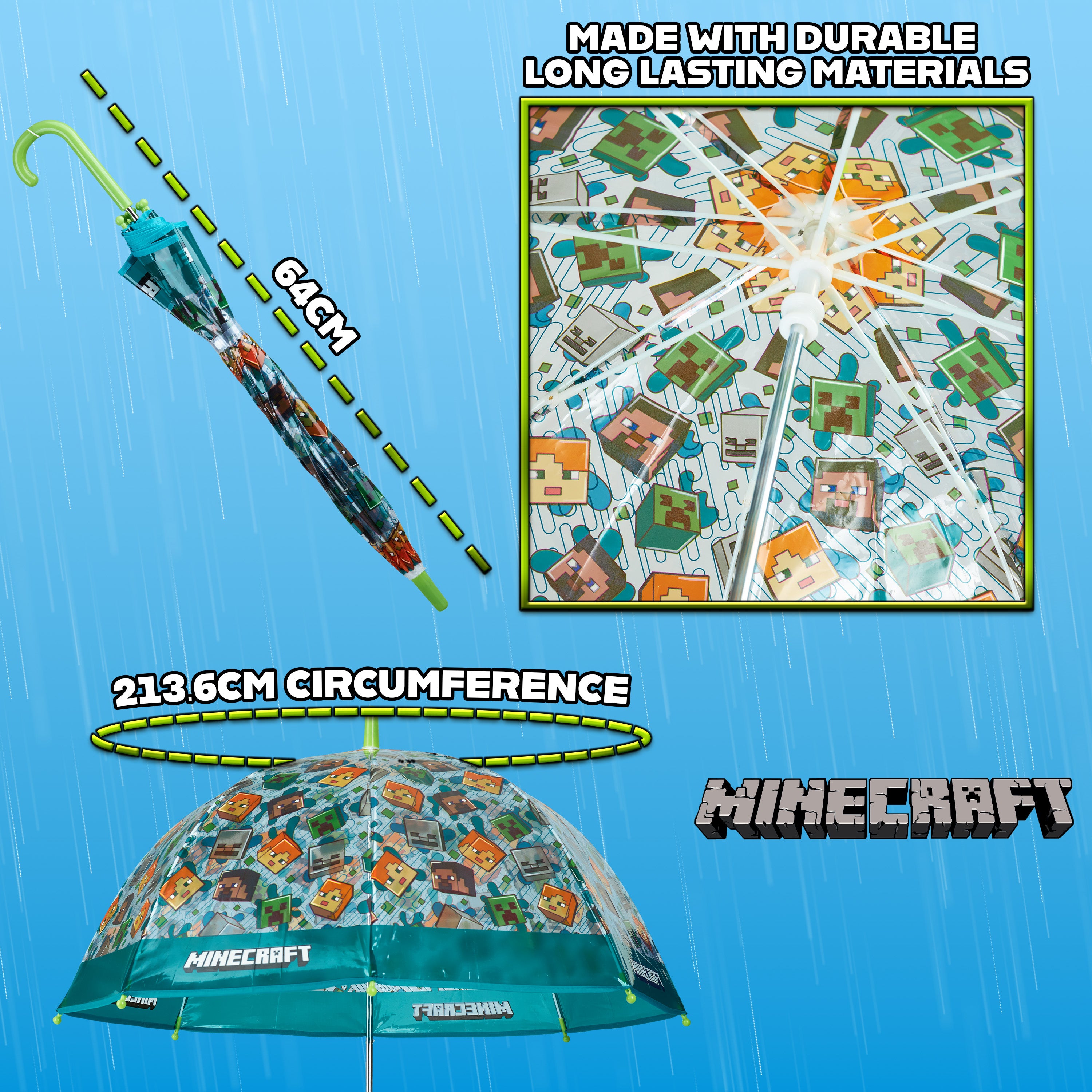 minecraft-parapluie-enfant-transparent-cloche-poign-e-j image 7