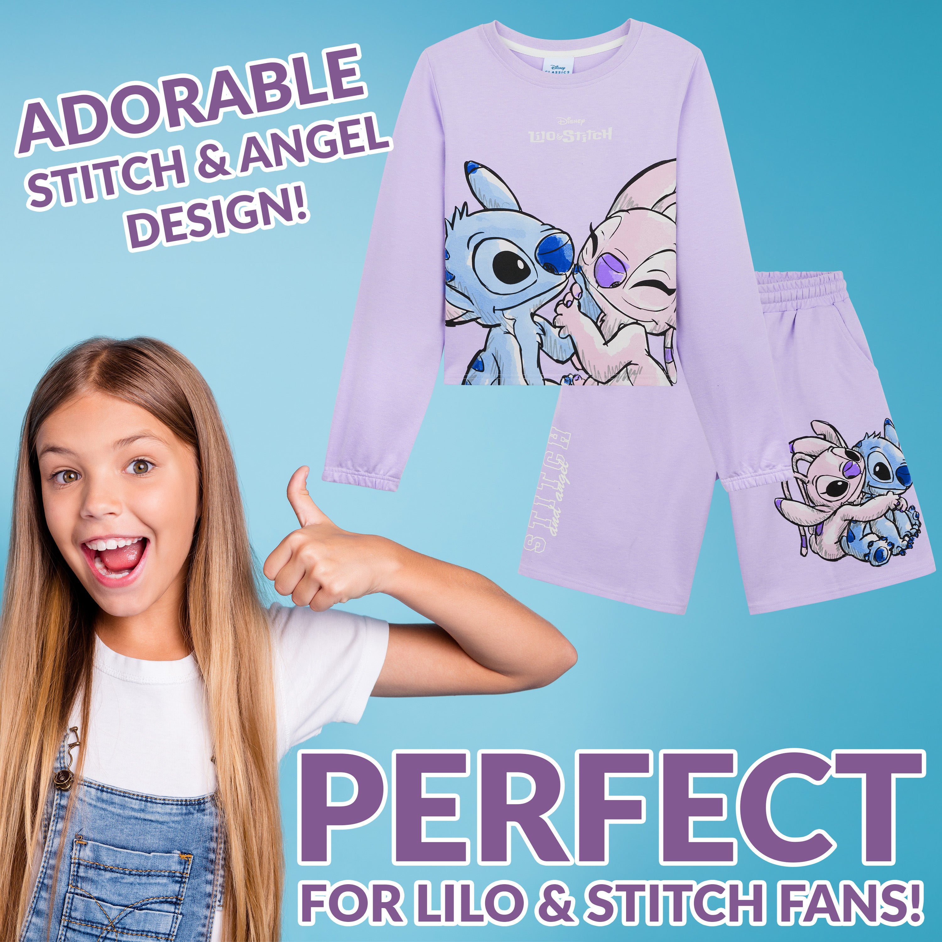 stitch-surv-tement-fille-sweat-short-9-10-ans-ensemble image 3