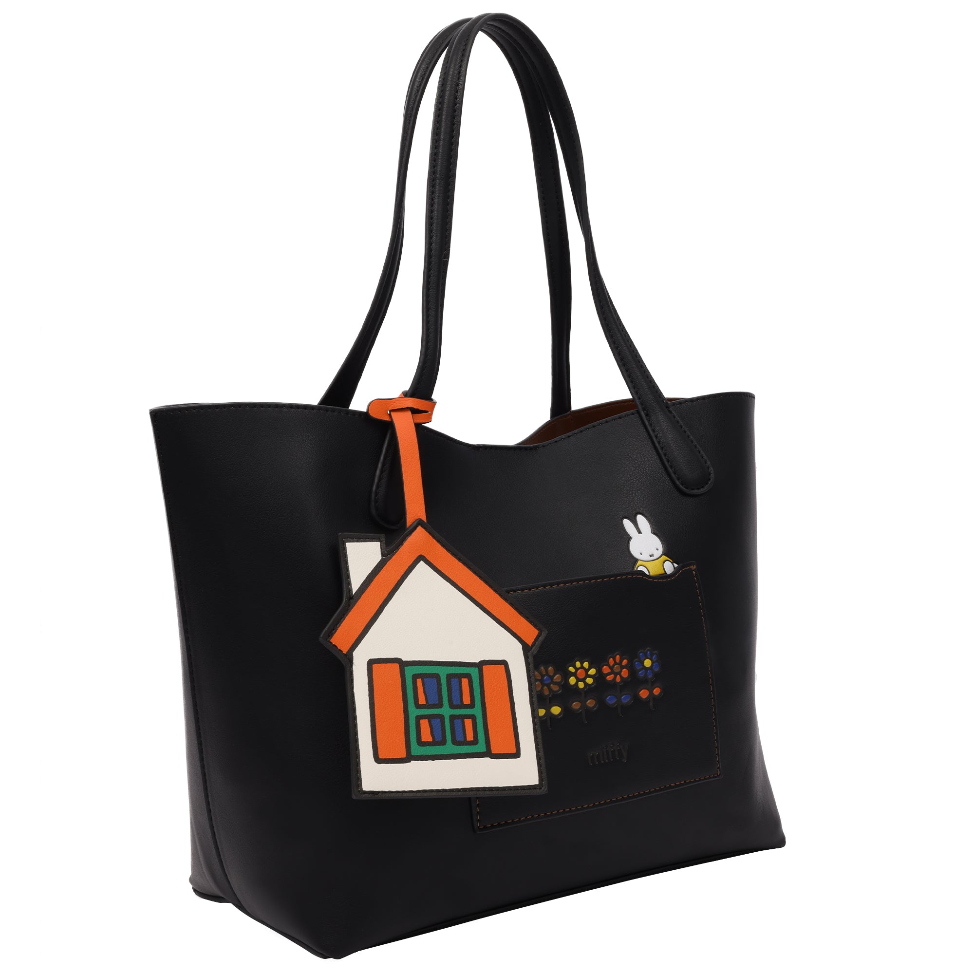 danielle-nicole-miffy-peeking-tote-cabas-noir-fleurs-maison image 2