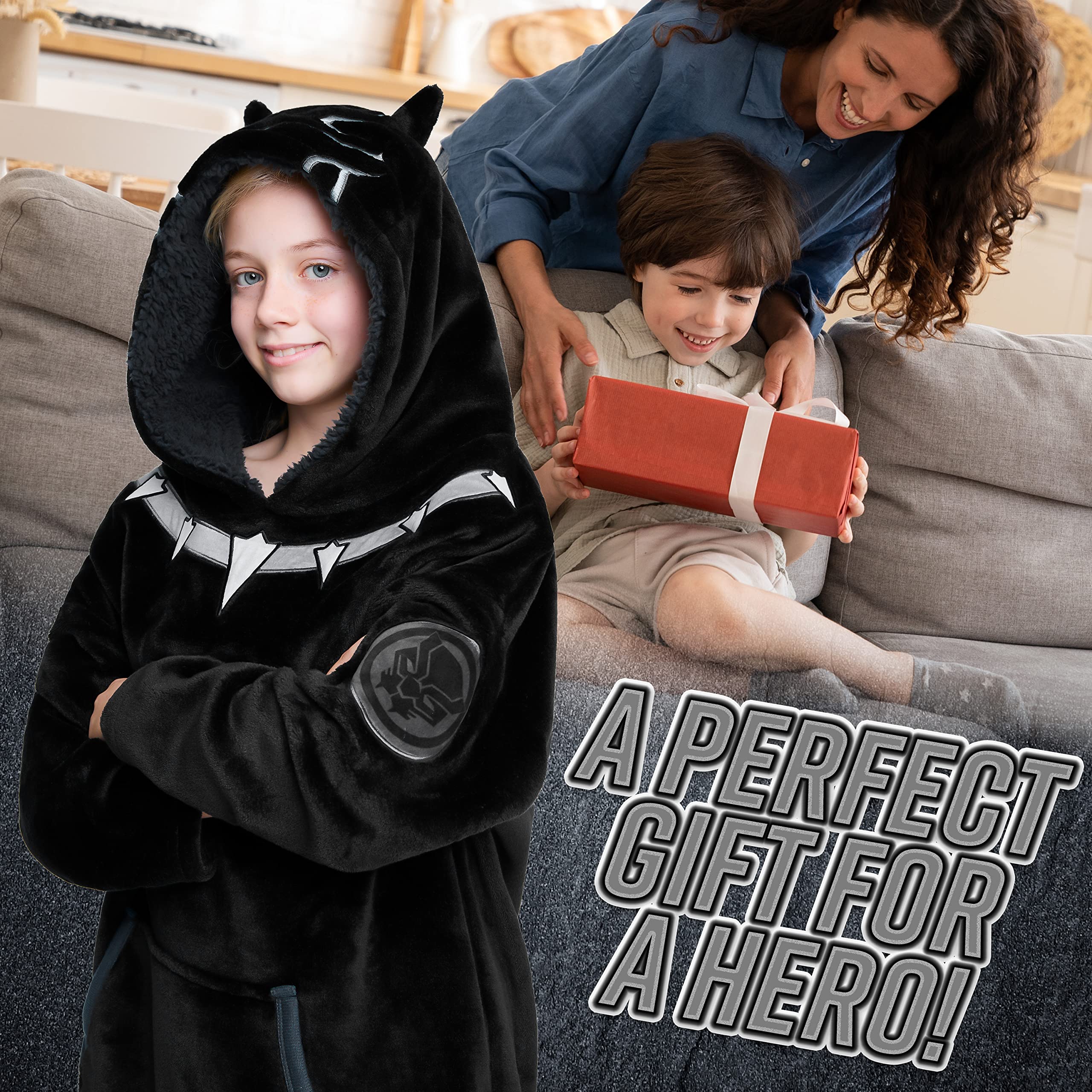 marvel-avengers-sweat-capuche-enfant-black-panther-plaid-polaire image 3