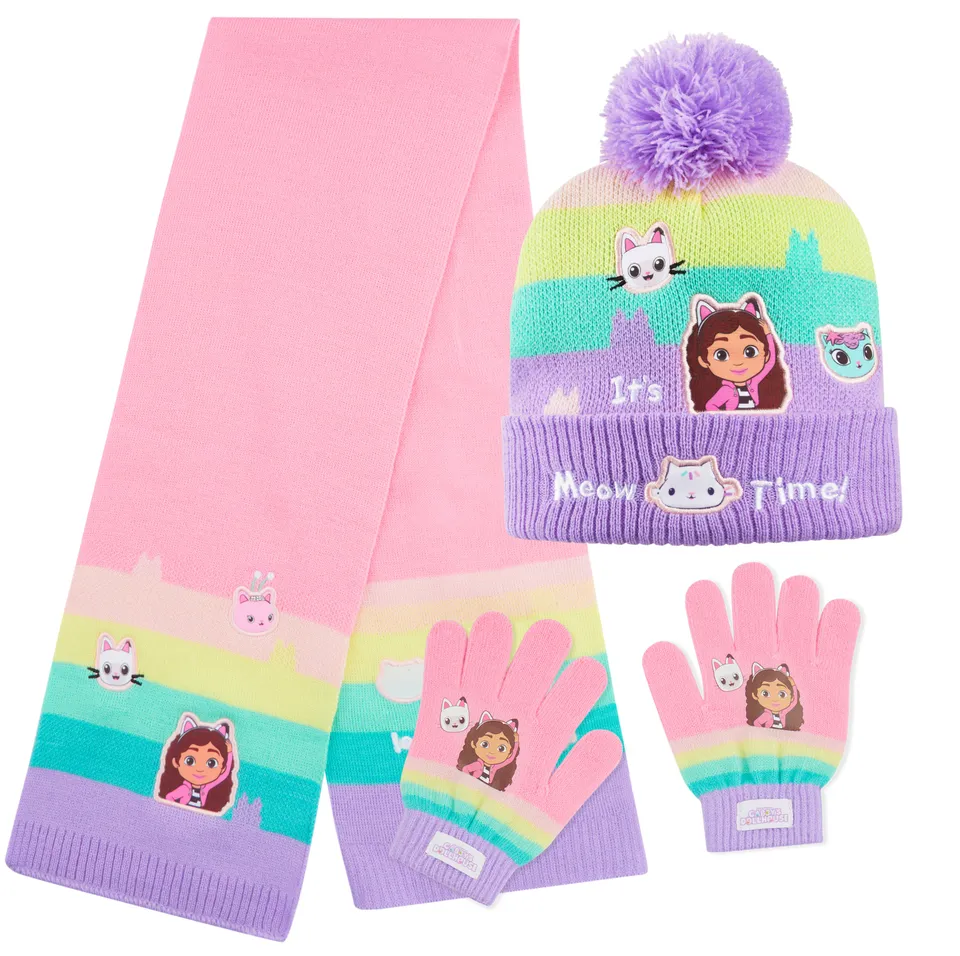 gabby-dollhouse-ensemble-hiver-fille-bonnet-charpe-gants image 1