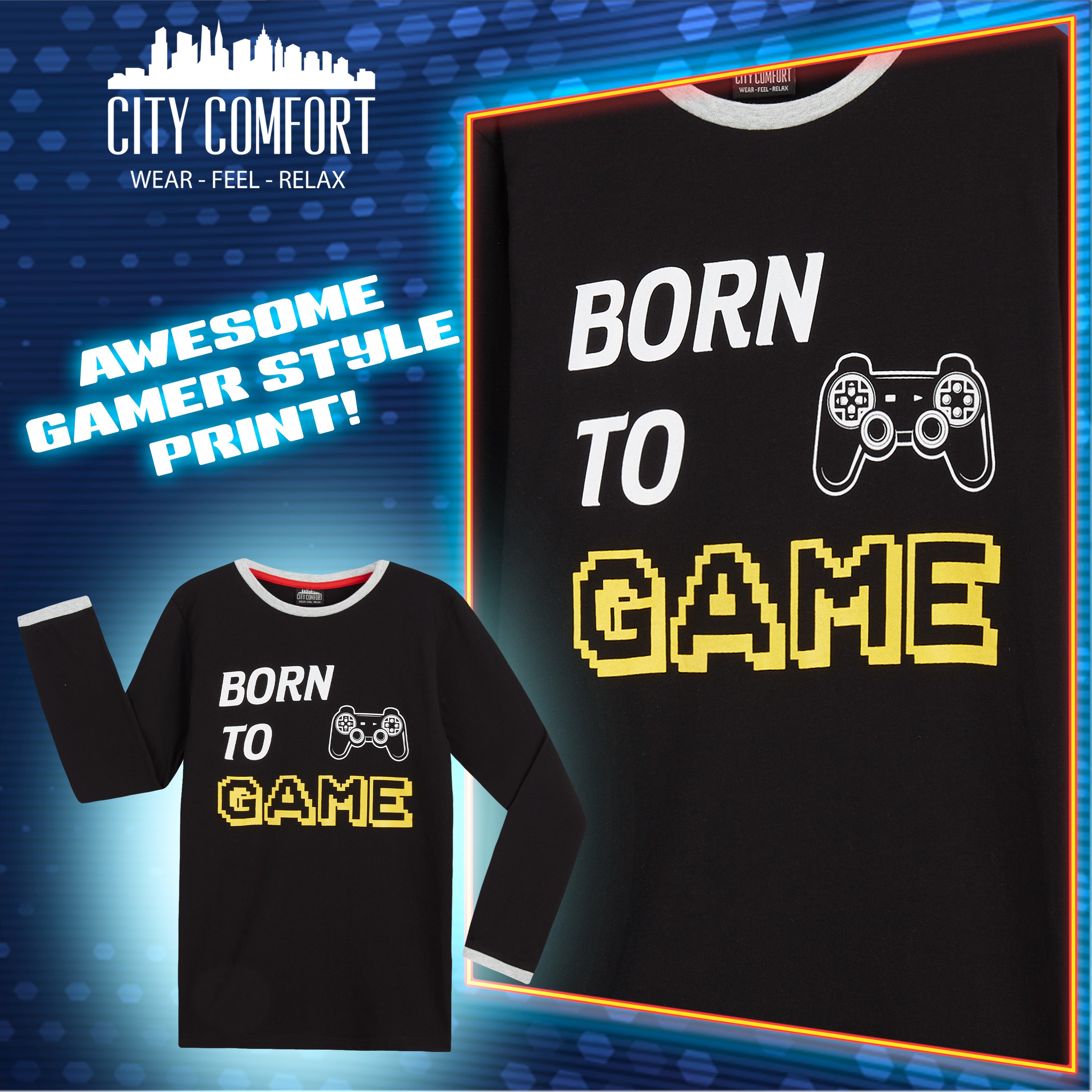 pyjama-gamer-gar-on-citycomfort-coton-manches-longues image 5