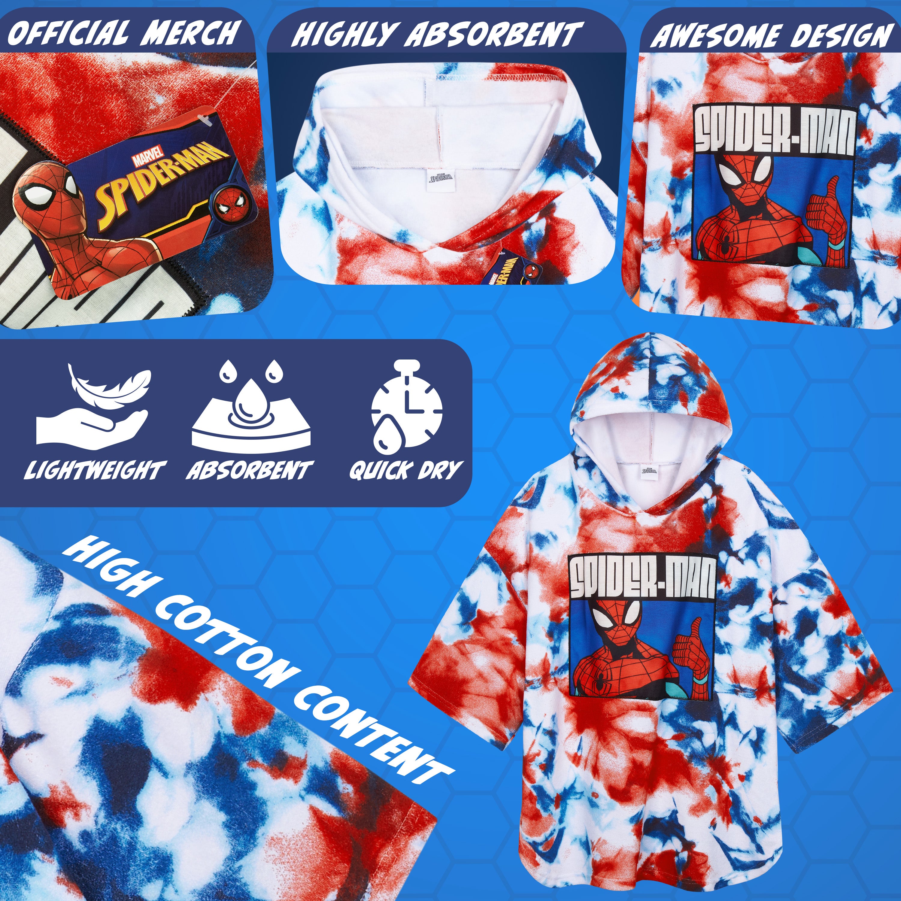 marvel-spiderman-poncho-serviette-capuche-enfant-6-9-ans image 4