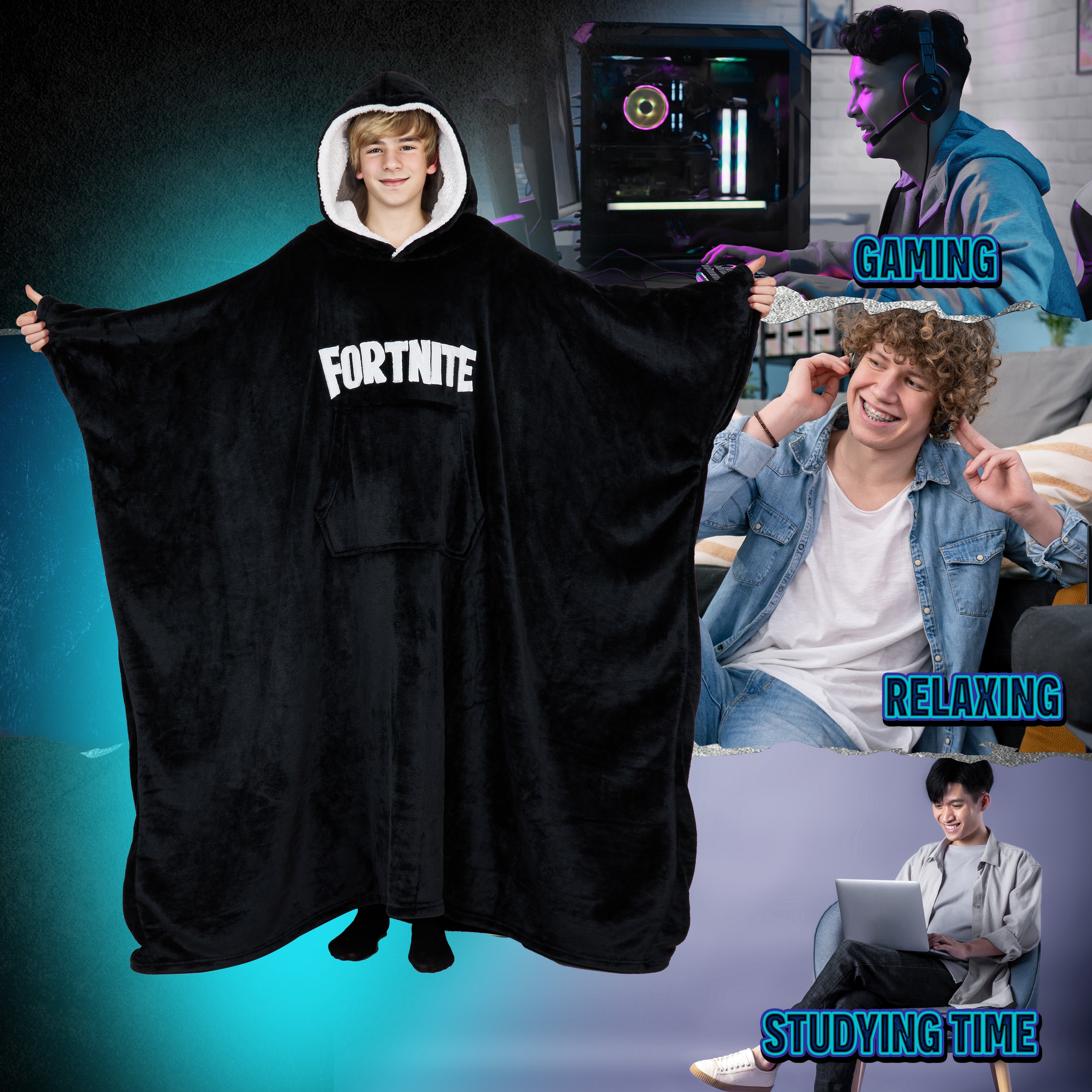 fortnite-plaid-hoodie-enfant-polaire-oversize-14-ans image 3