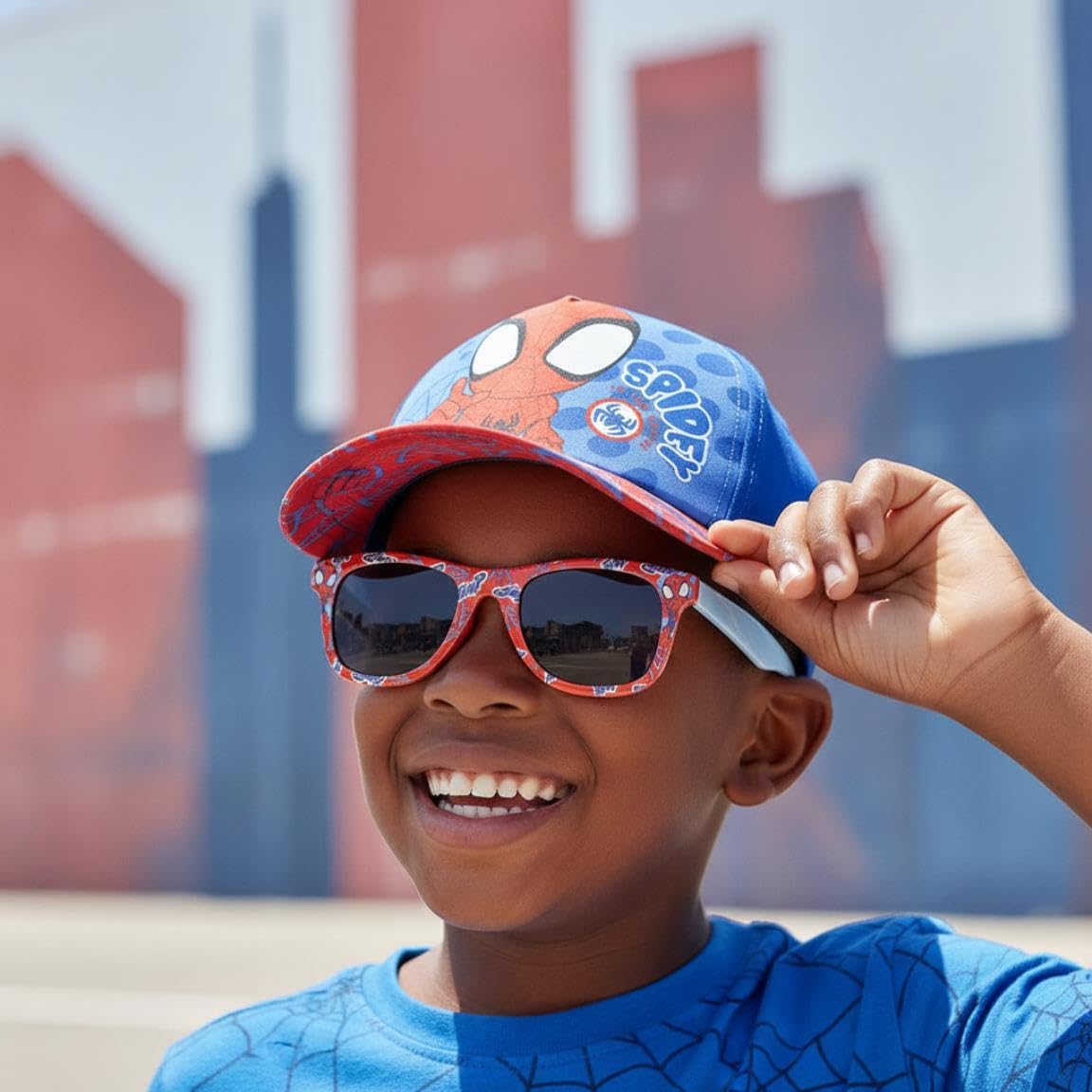 marvel-spidey-ensemble-casquette-lunettes-enfant-bleu-rouge-uv400 image 7