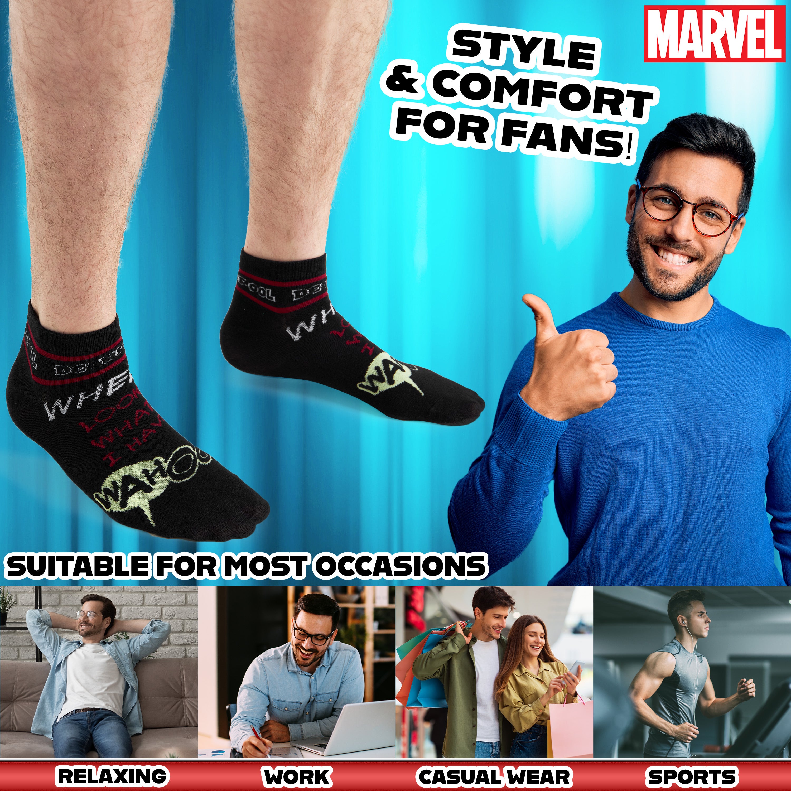 marvel-men-chaussettes-basses-coton-lot-de-5-super-h-ros image 4