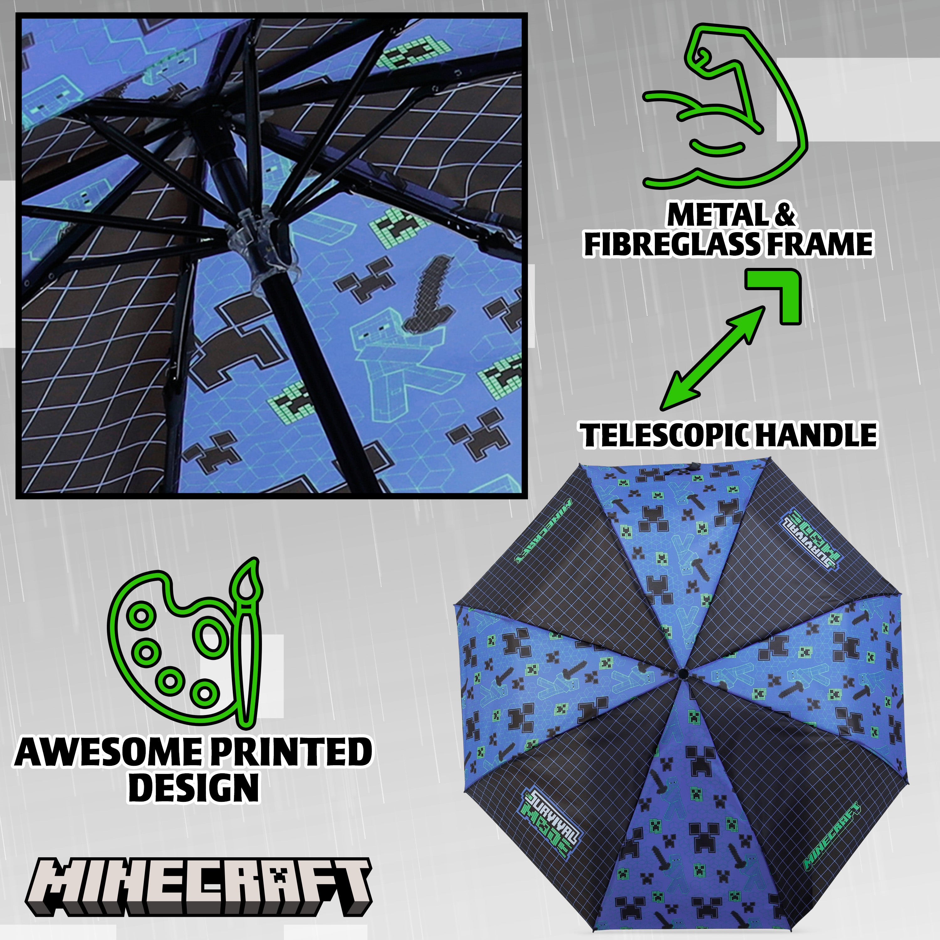 minecraft-parapluie-pliant-enfant-t-lescopique-l-ger image 6