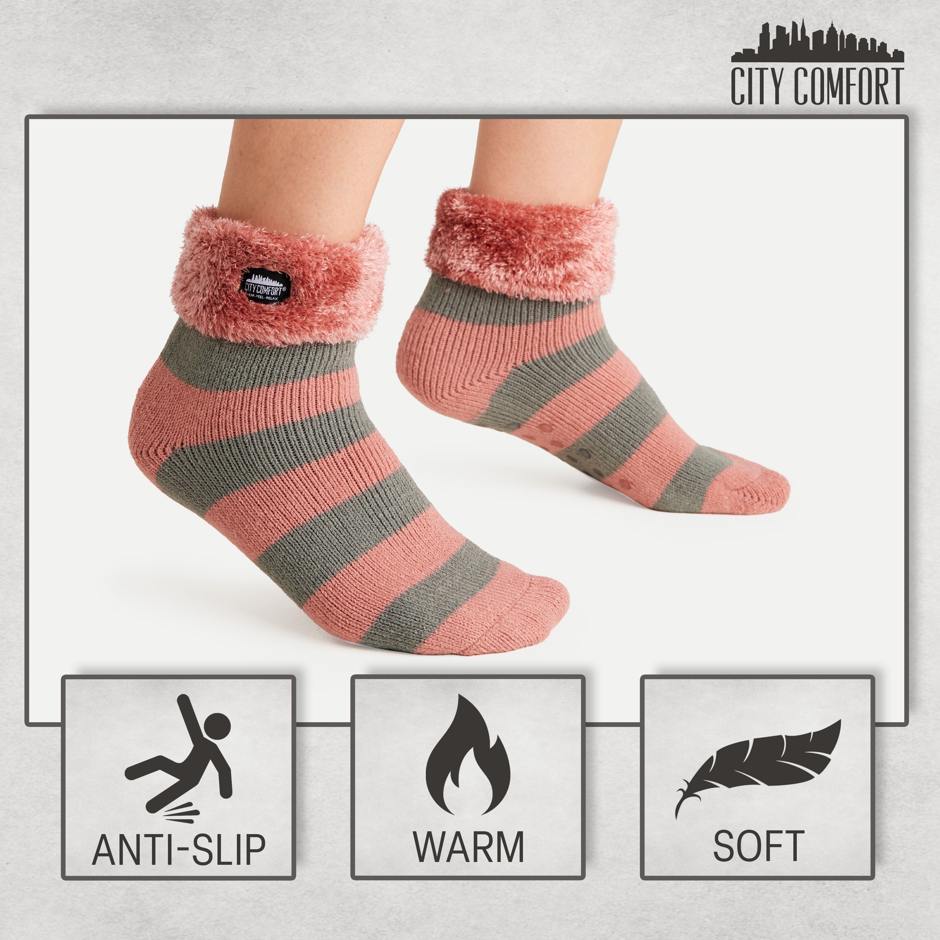 citycomfort-women-chaussettes-chaussons-pilou-taille-unique image 5