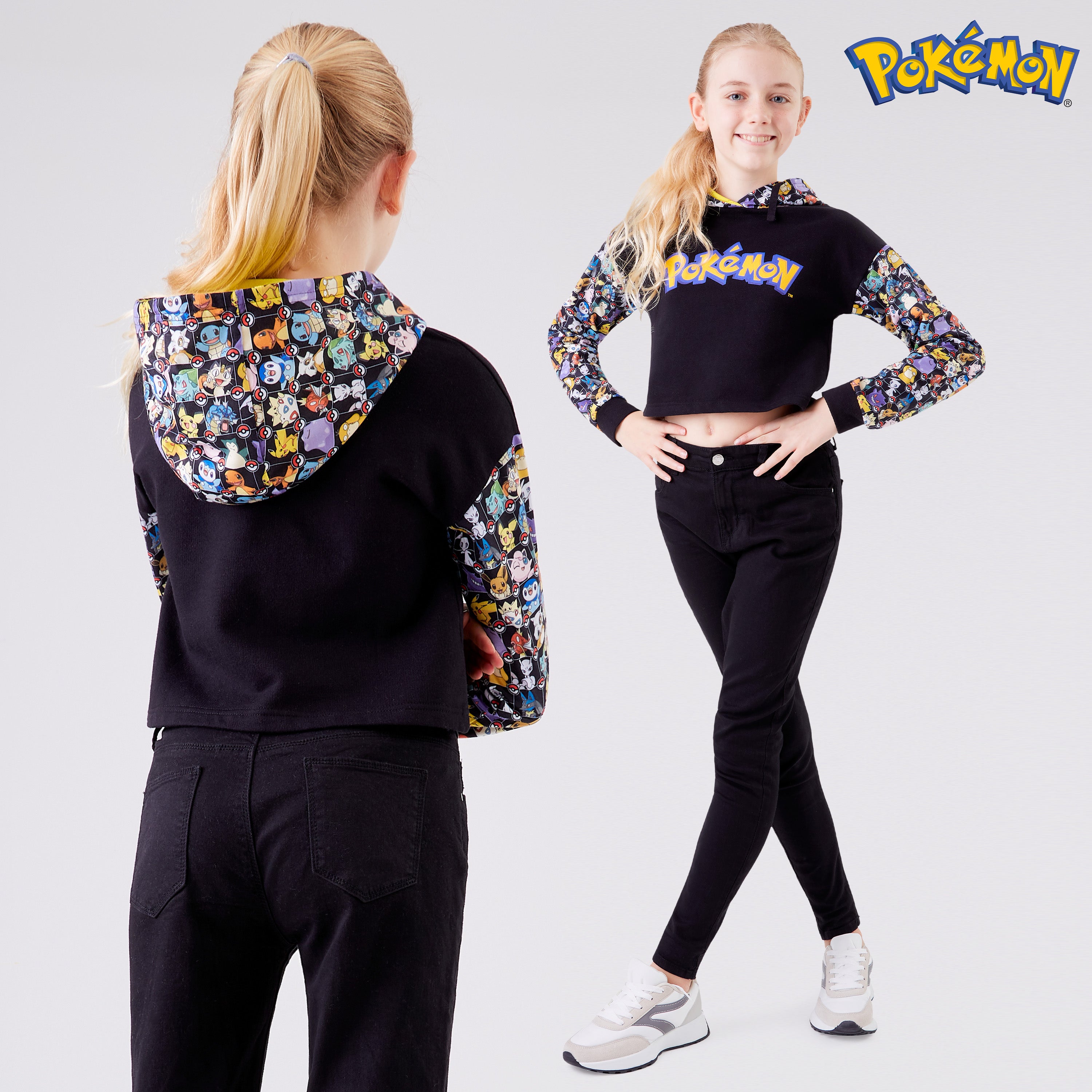 pok-mon-pikachu-sweat-fille-crop-capuche-7-15-ans image 5