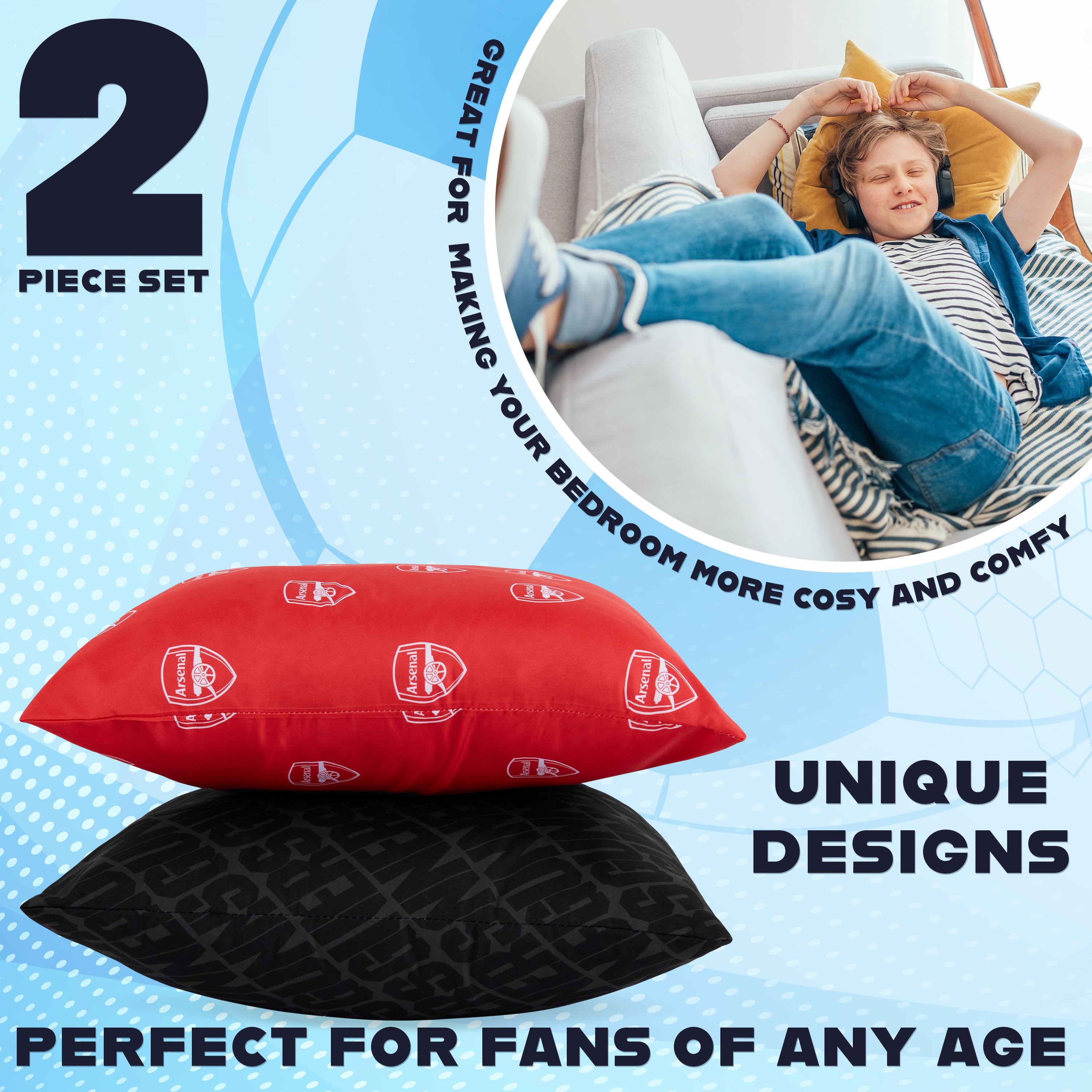 arsenal-fc-lot-2-housses-coussin-39x39-cm-foot image 5