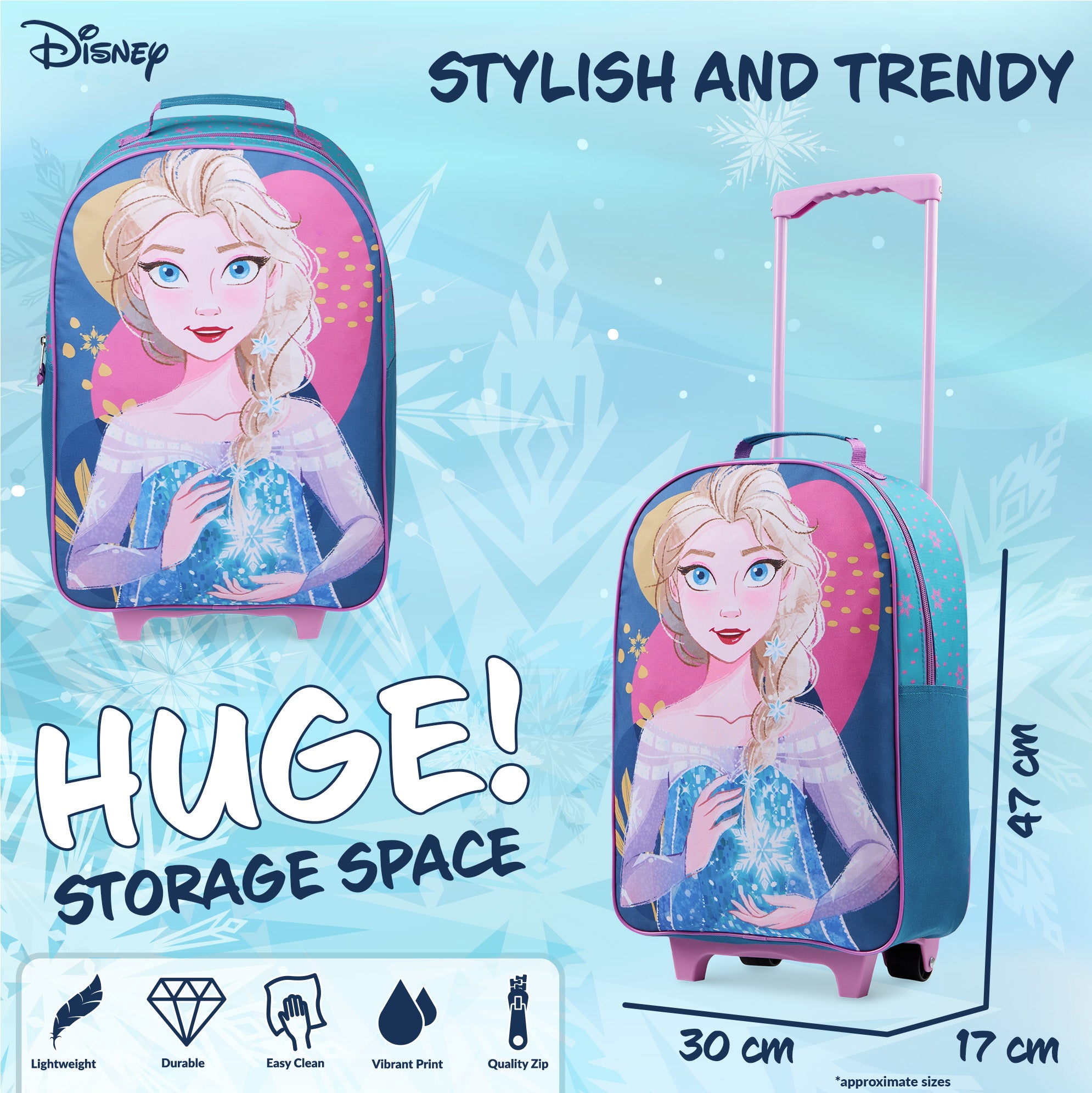 valise-disney-reine-des-neiges-elsa-fille-bleue-47-cm-cabine image 4