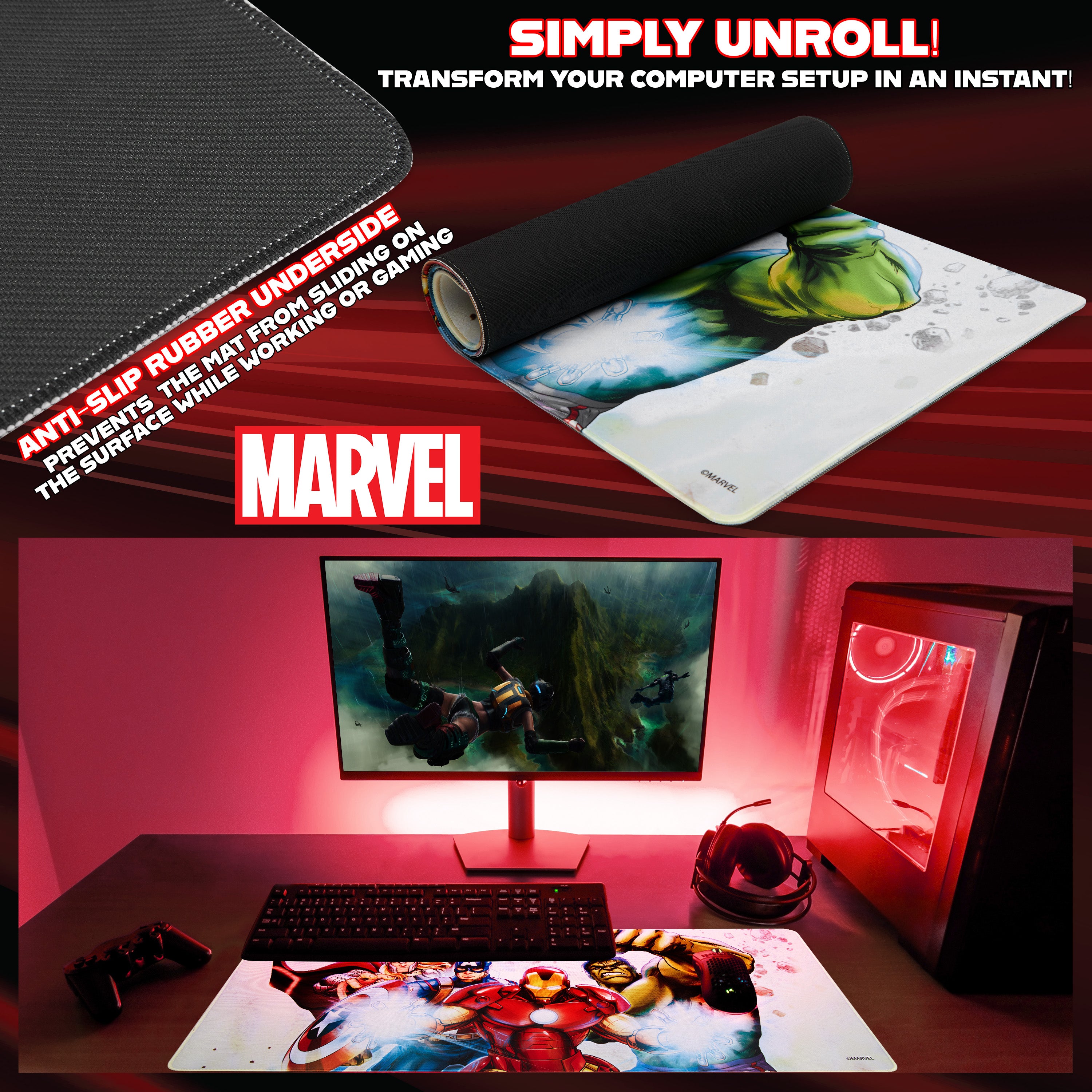 marvel-avengers-tapis-de-bureau-blanc-79-5x35-5-cm-antid-rapant image 4