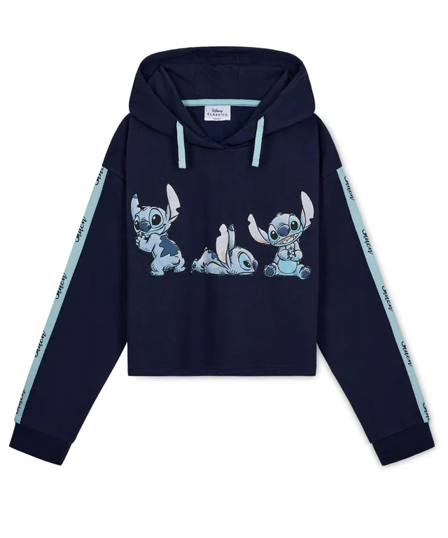 disney-stitch-sweat-capuche-fille-cropped-bleu-marine-7-14-ans image 1