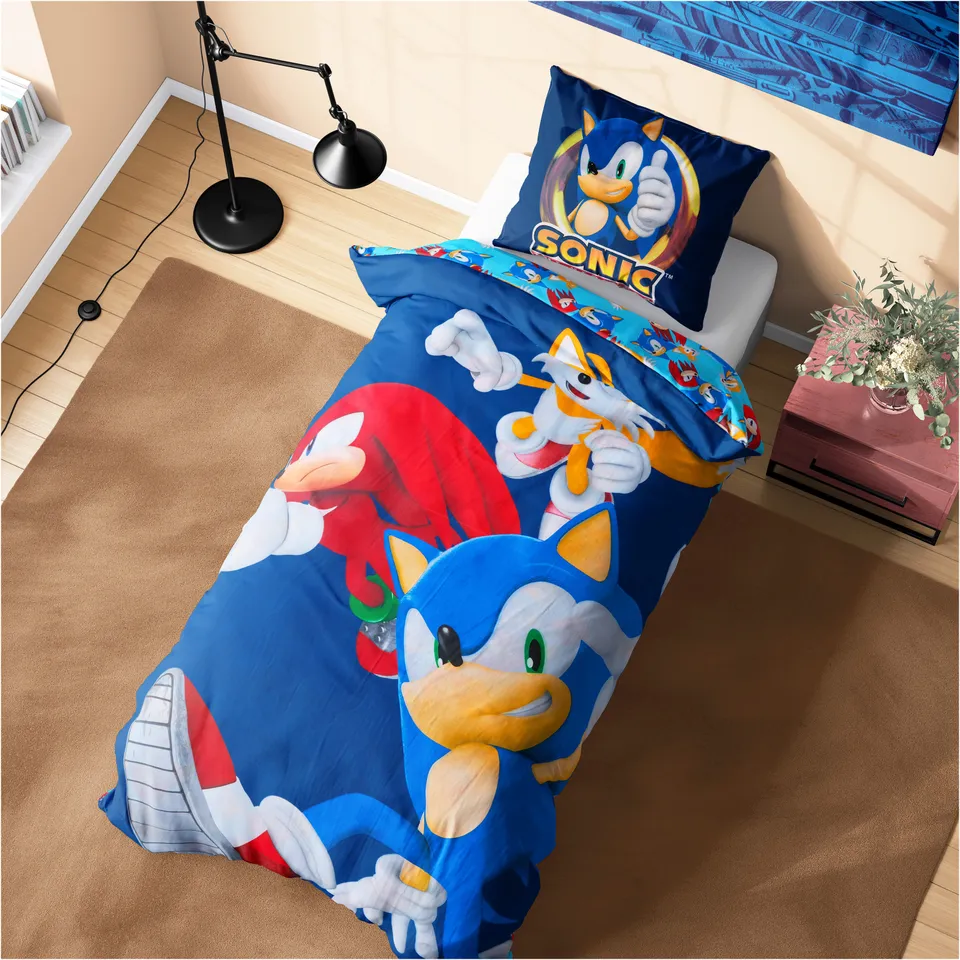 sonic-housse-de-couette-1-personne-taie-sonic-hedgehog image 1
