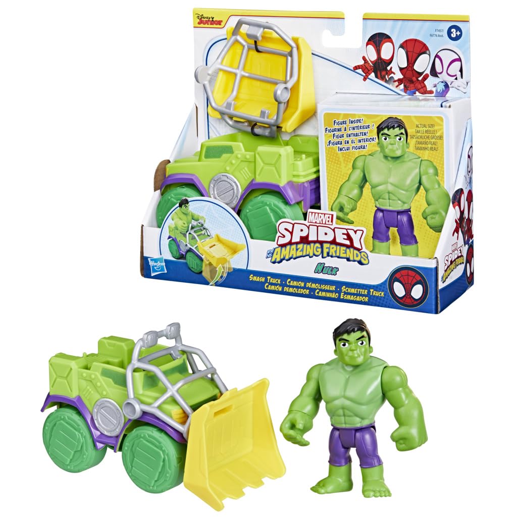 marvel-toys-spidey-hulk-camion-d-molisseur-figurine-10-cm-vert image 1