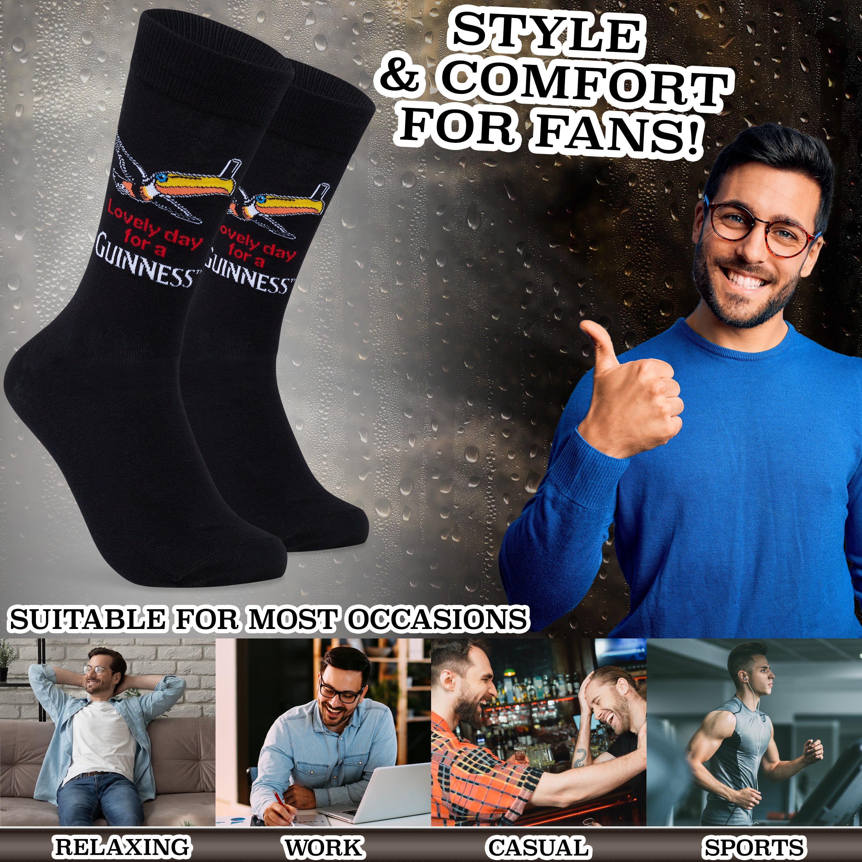 guinness-chaussettes-homme-lot-4-paires-mi-mollet-fun image 4