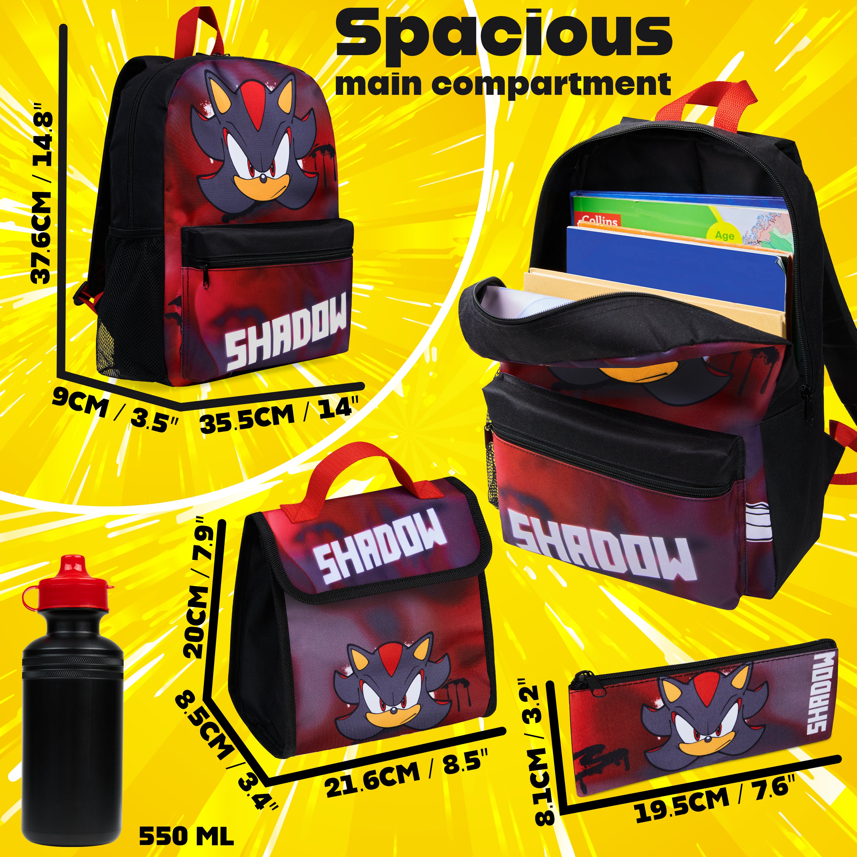 sonic-backpack-cartable-4-pi-ces-gourde-trousse-shadow image 6