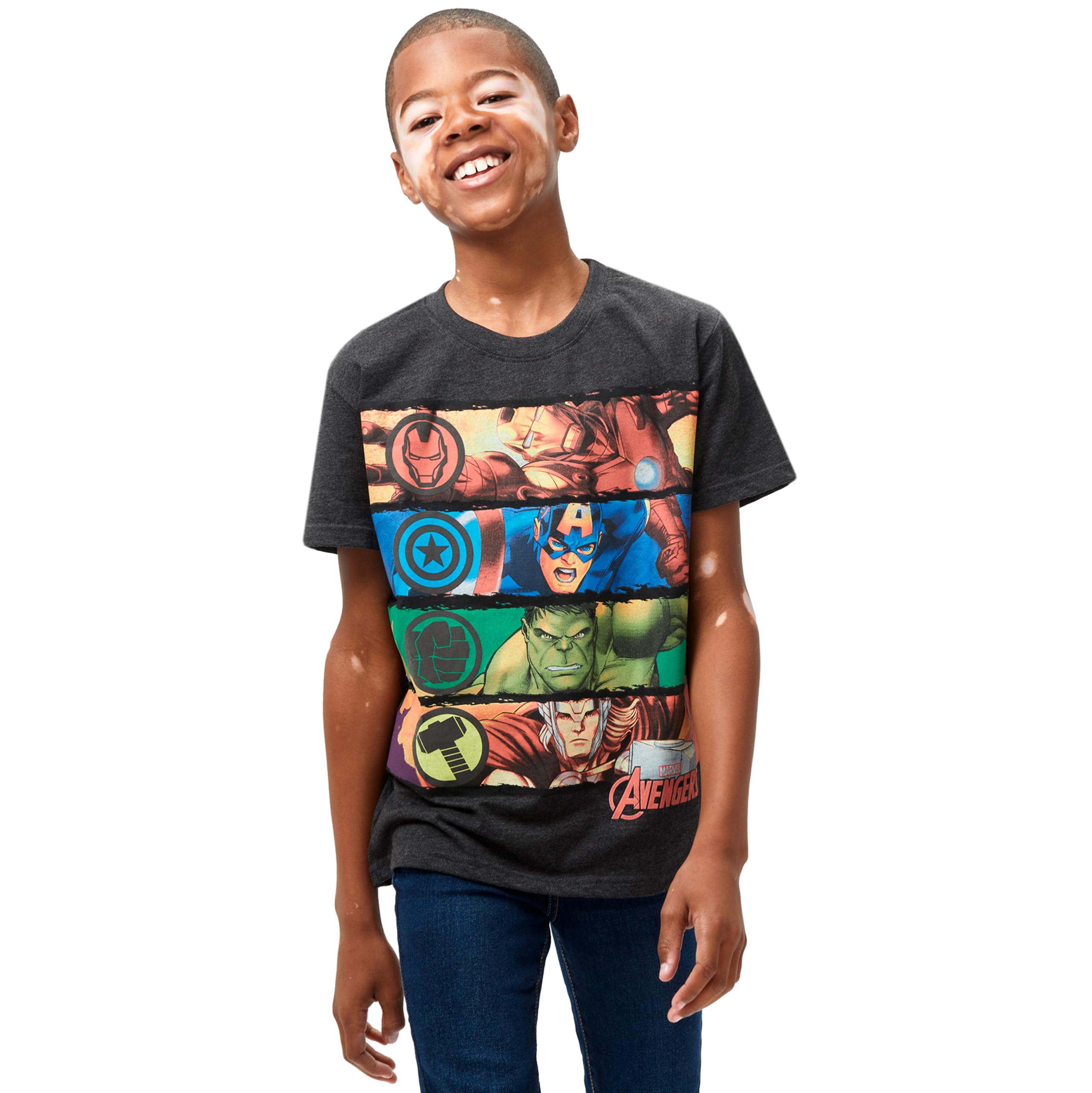 marvel-avengers-t-shirt-gar-on-3-4-ans-thor-hulk image 2