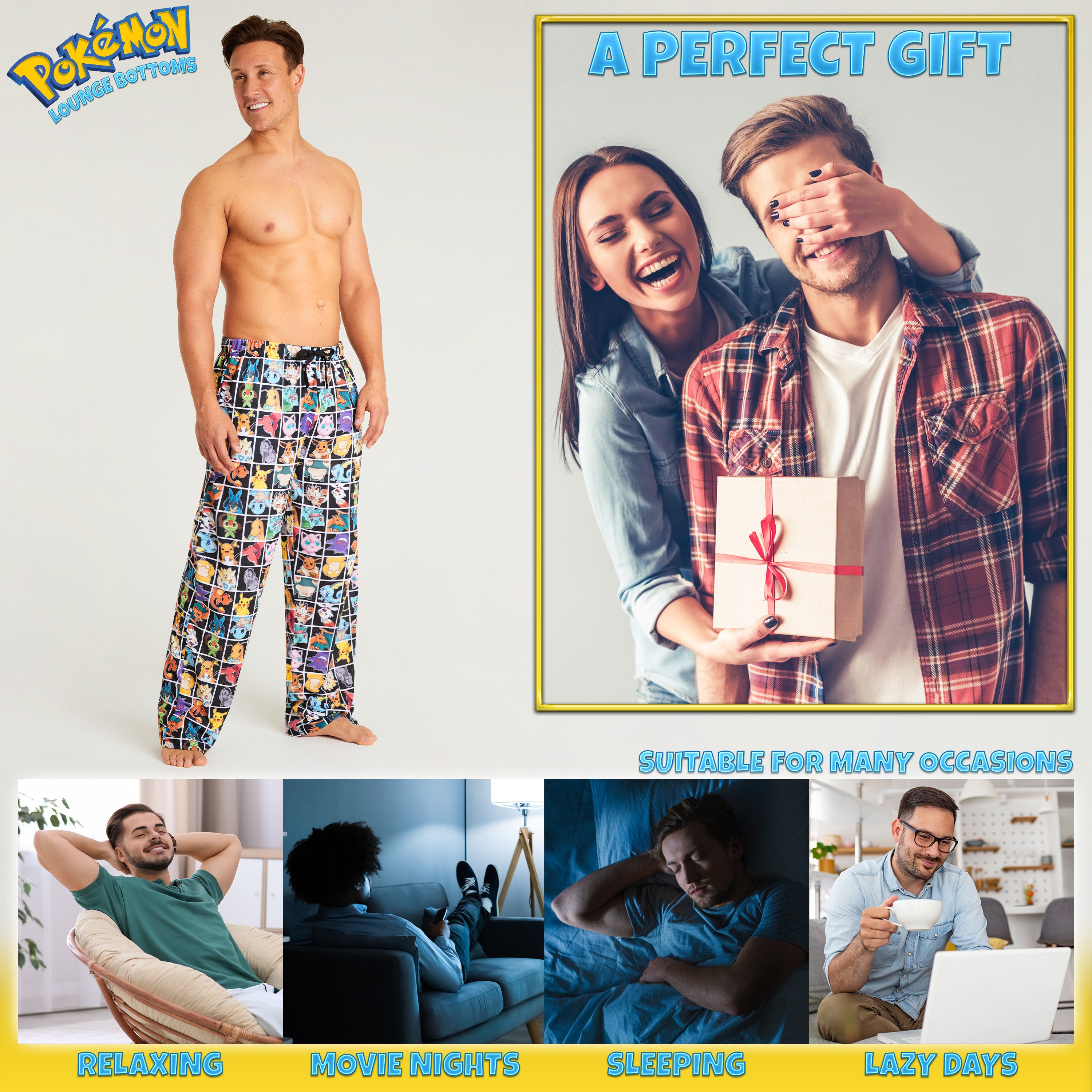 pokemon-men-bas-pyjama-homme-pantalon-nuit-s-3xl image 3