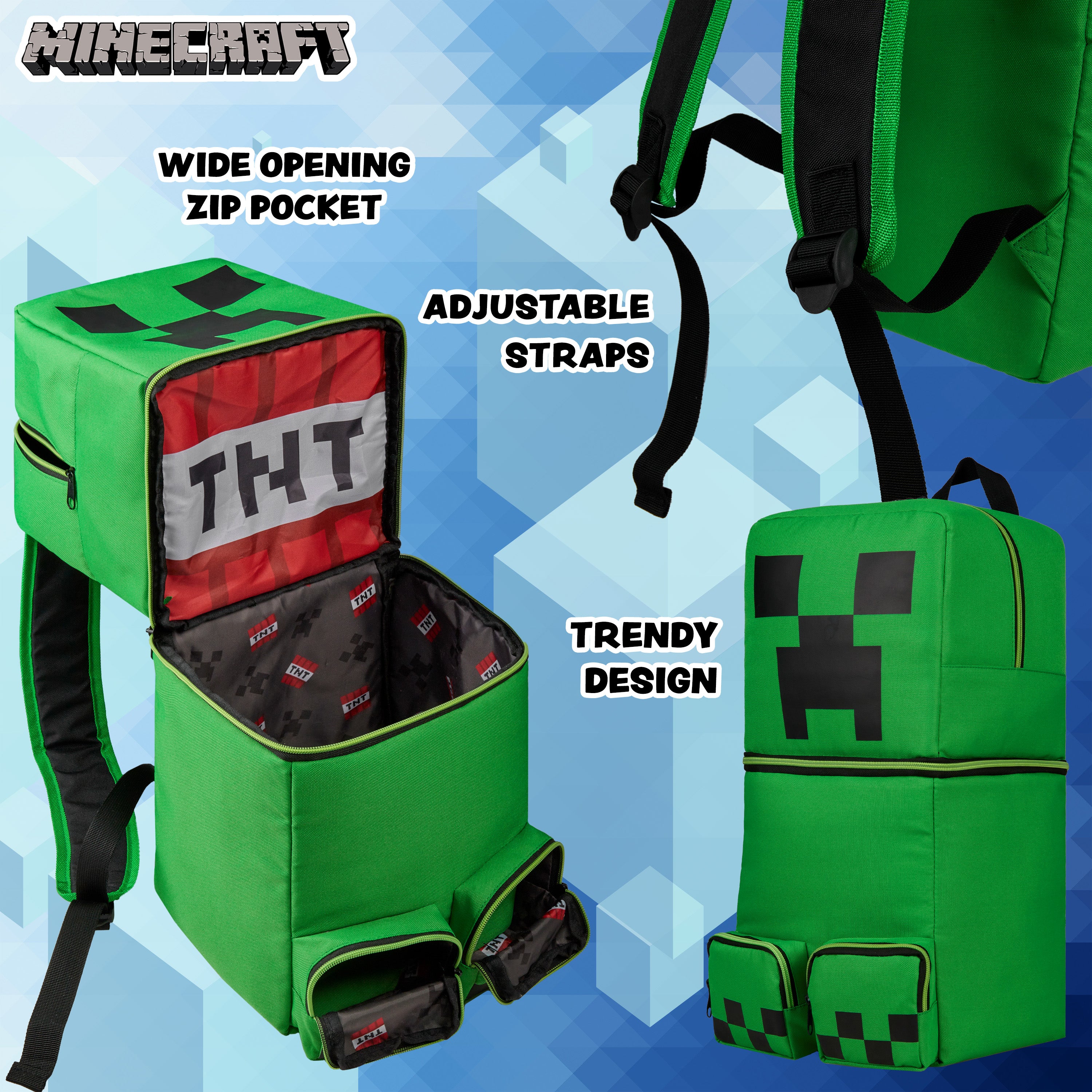 minecraft-creeper-sac-dos-enfant-vert-3d-officiel image 6