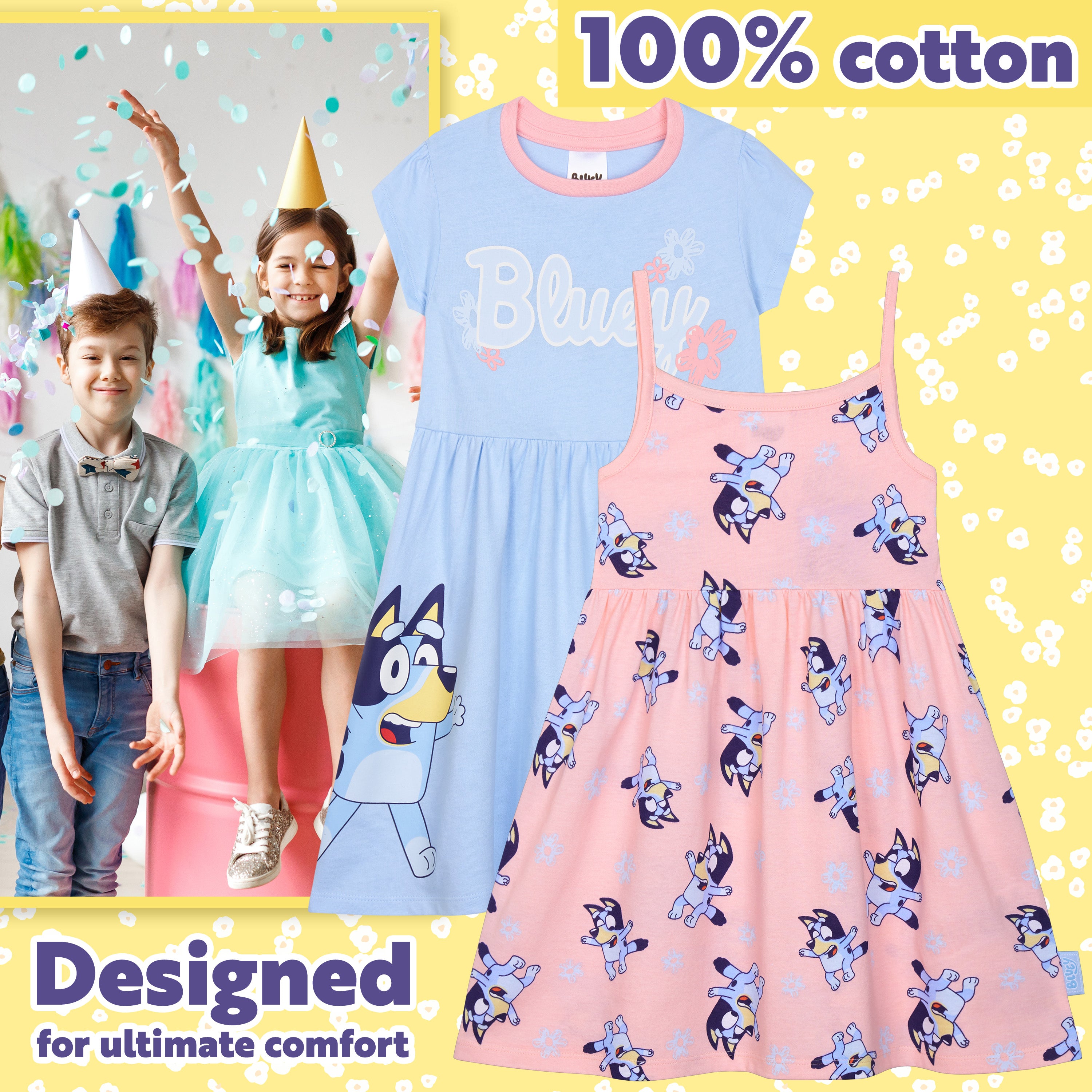 bluey-robe-t-fille-lot-de-2-manches-courtes-5-6-ans image 3