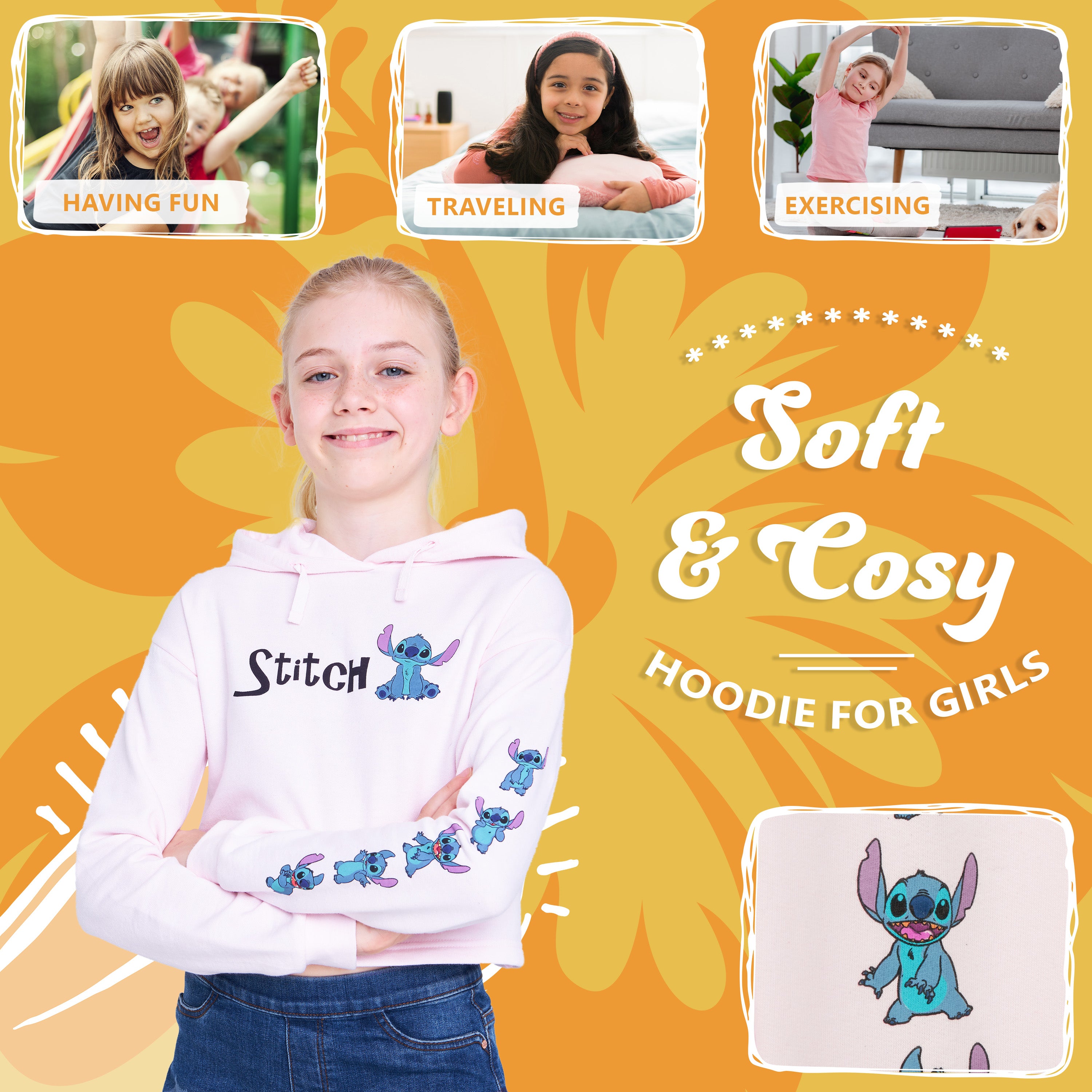 sweat-disney-stitch-fille-capuche-7-8-ans-coton image 5