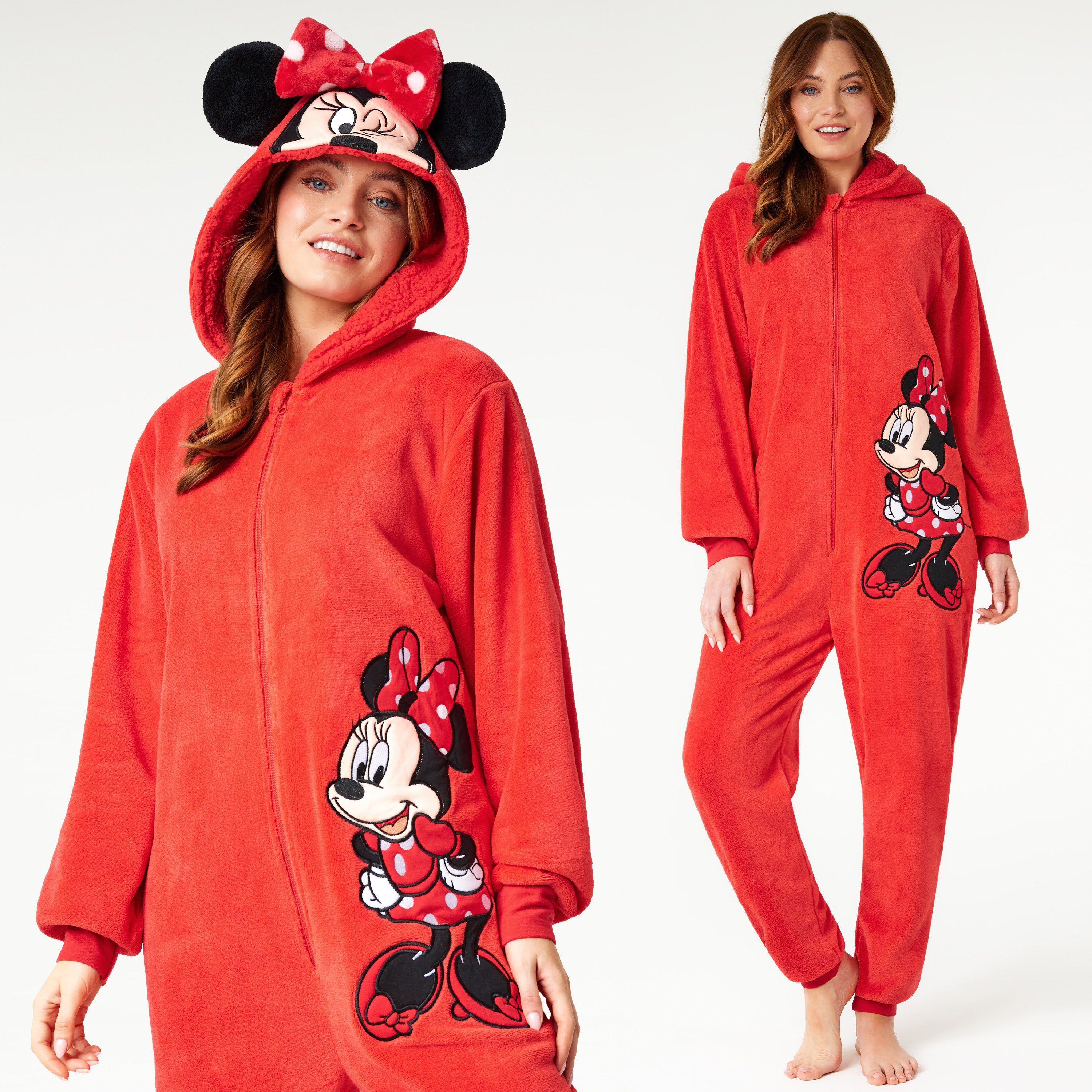 disney-minnie-combinaison-pyjama-femme-pilou-pilou-capuche-s-2xl image 2