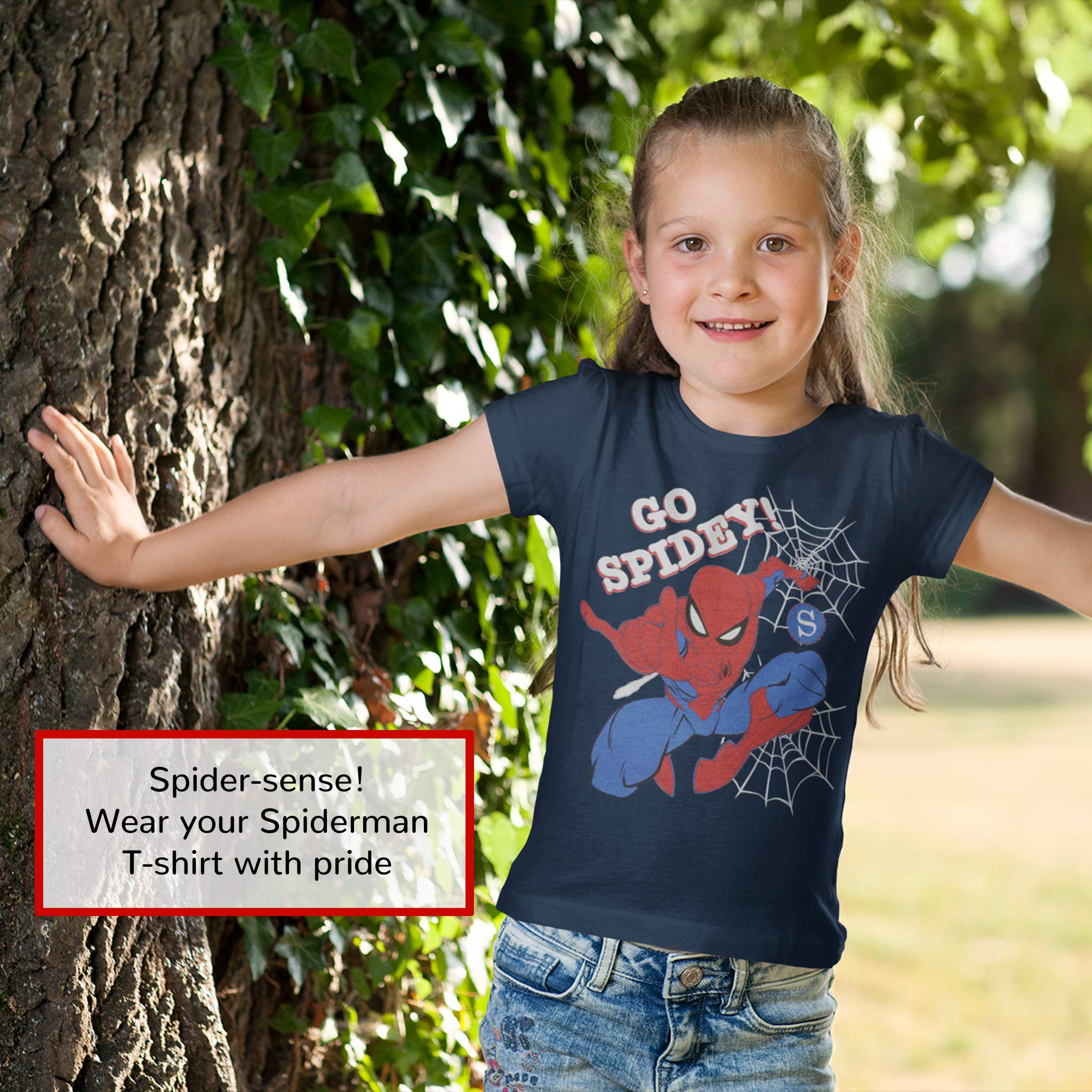 popgear-marvel-comics-spiderman-t-shirt-fille-bleu-marine-go-spidey image 4