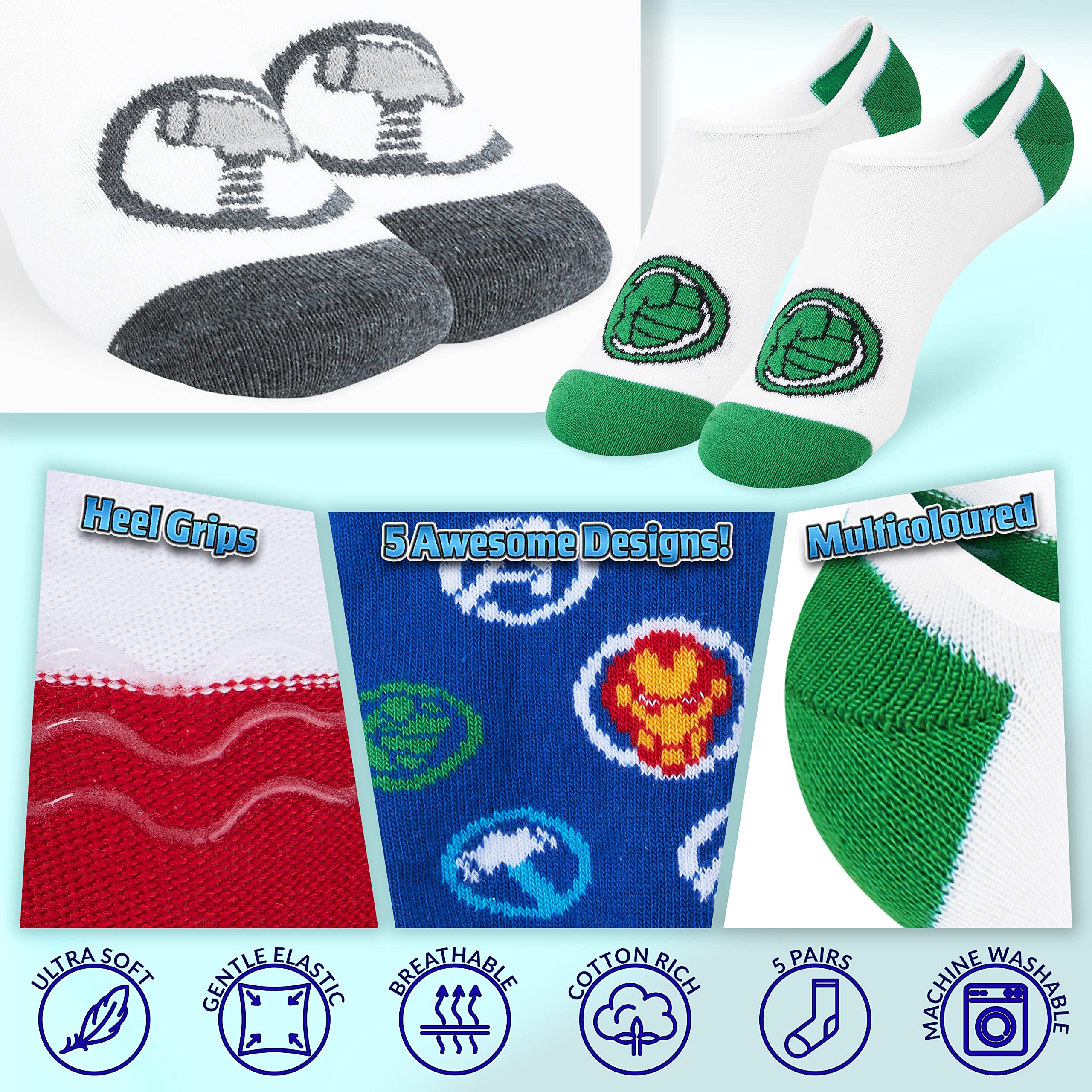 marvel-socquettes-gar-on-coffret-5-blanc-multicolore image 5