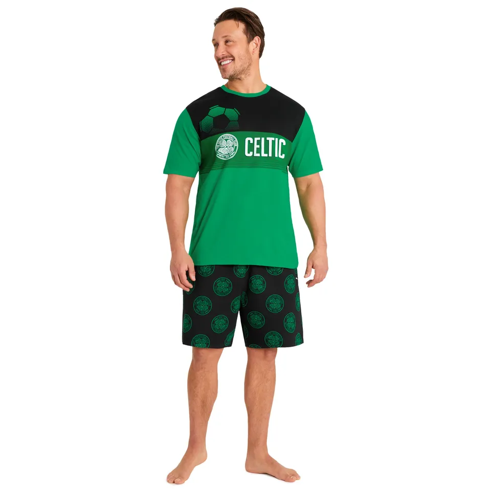 celtic-fc-pyjama-short-homme-vert-noir-coton image 1