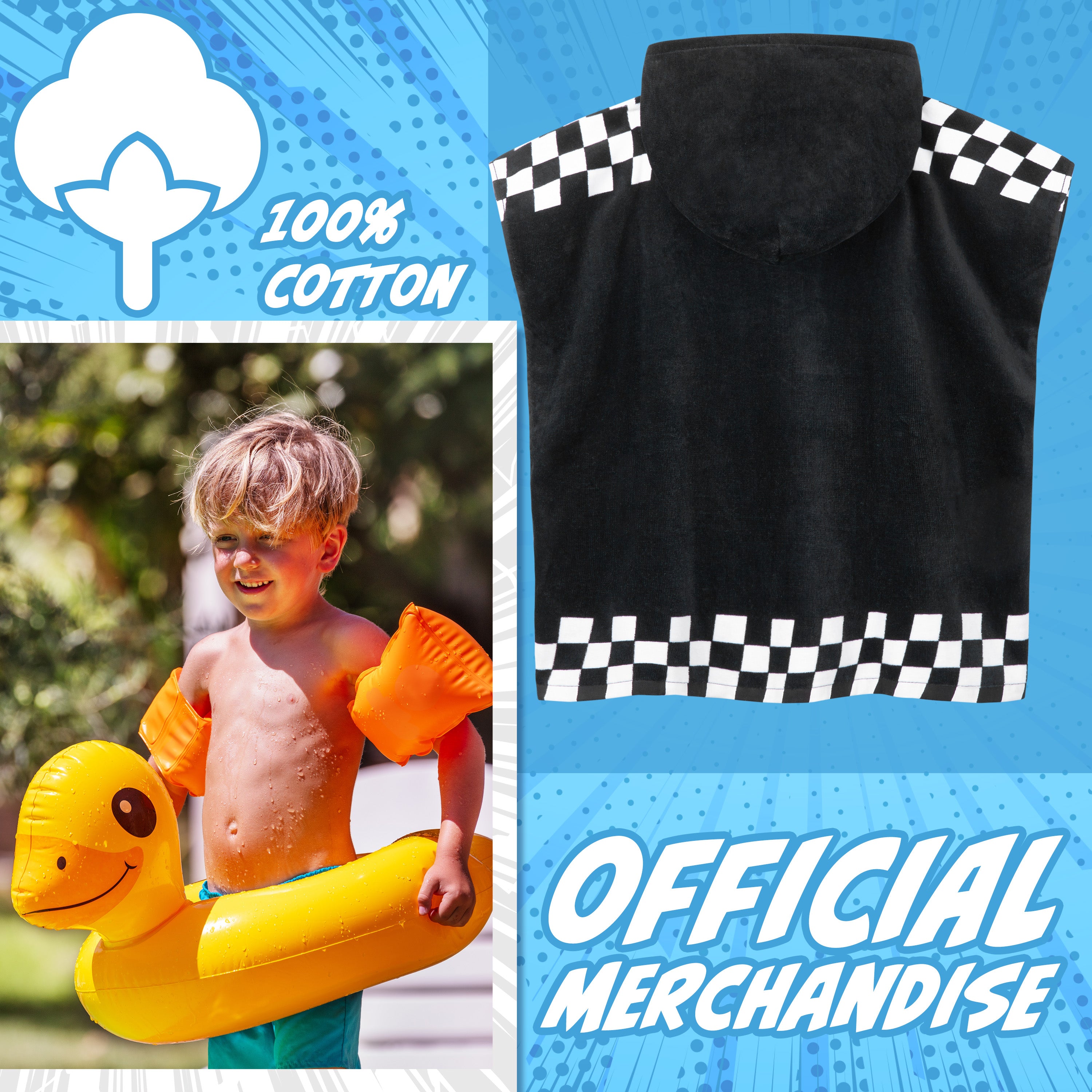 hot-wheels-poncho-serviette-capuche-noir-4-9-ans image 3