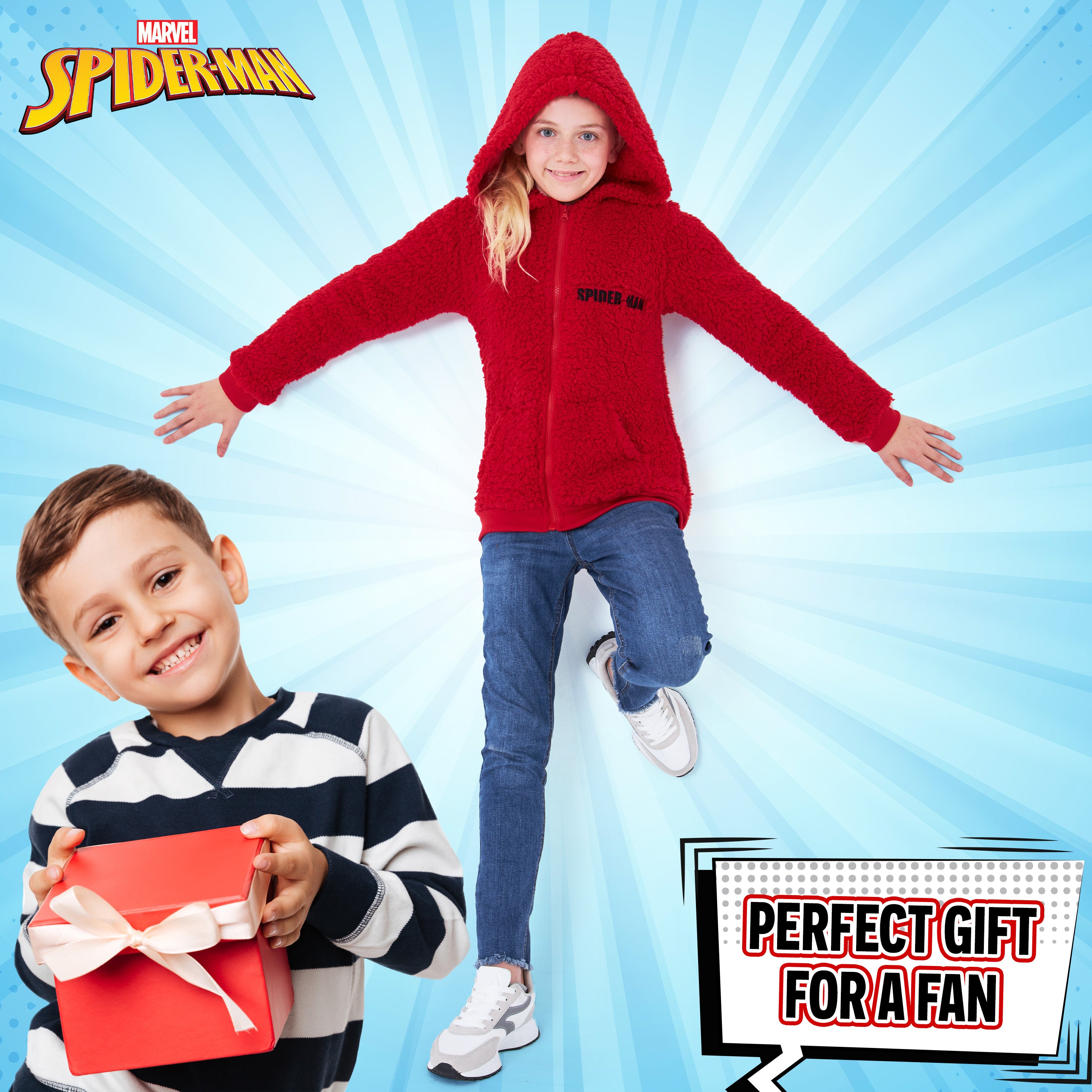 marvel-spiderman-sweat-zipp-sherpa-rouge-gar-on-7-8-ans image 4