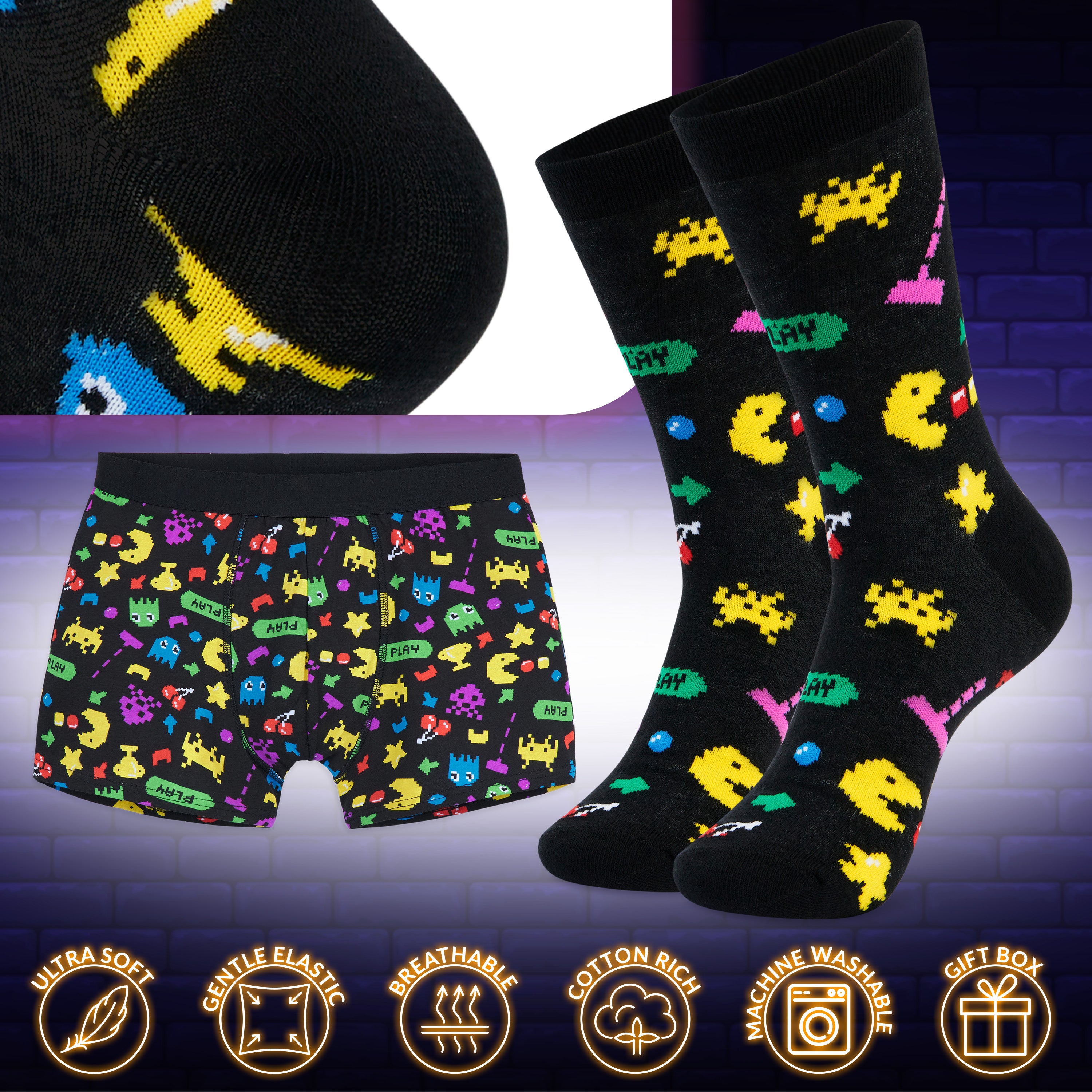 get-trend-men-packman-boxer-chaussettes-homme-taille-m-coton image 4