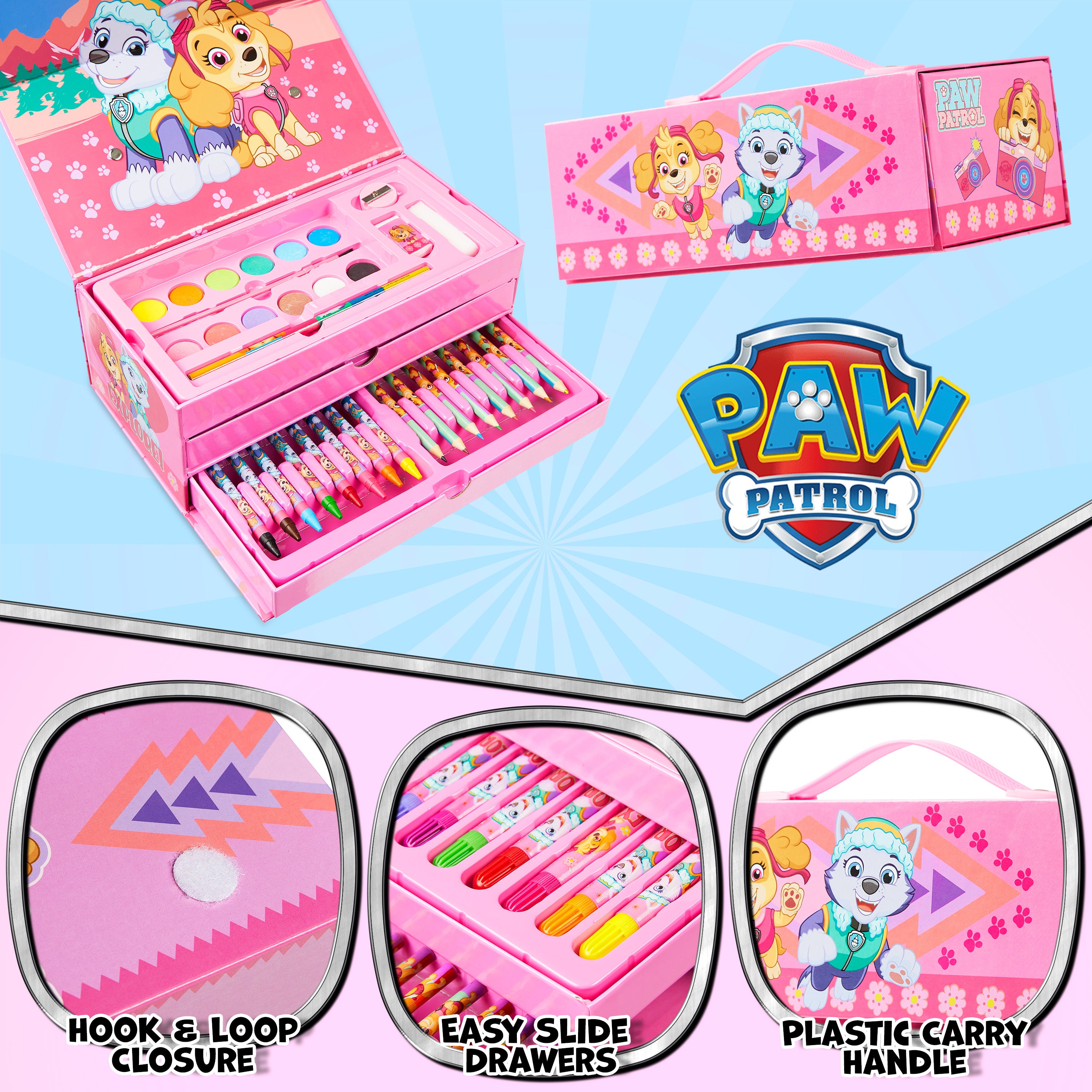 paw-patrol-set-art-40-pcs-mallette-coloriage-rose-feutres image 5