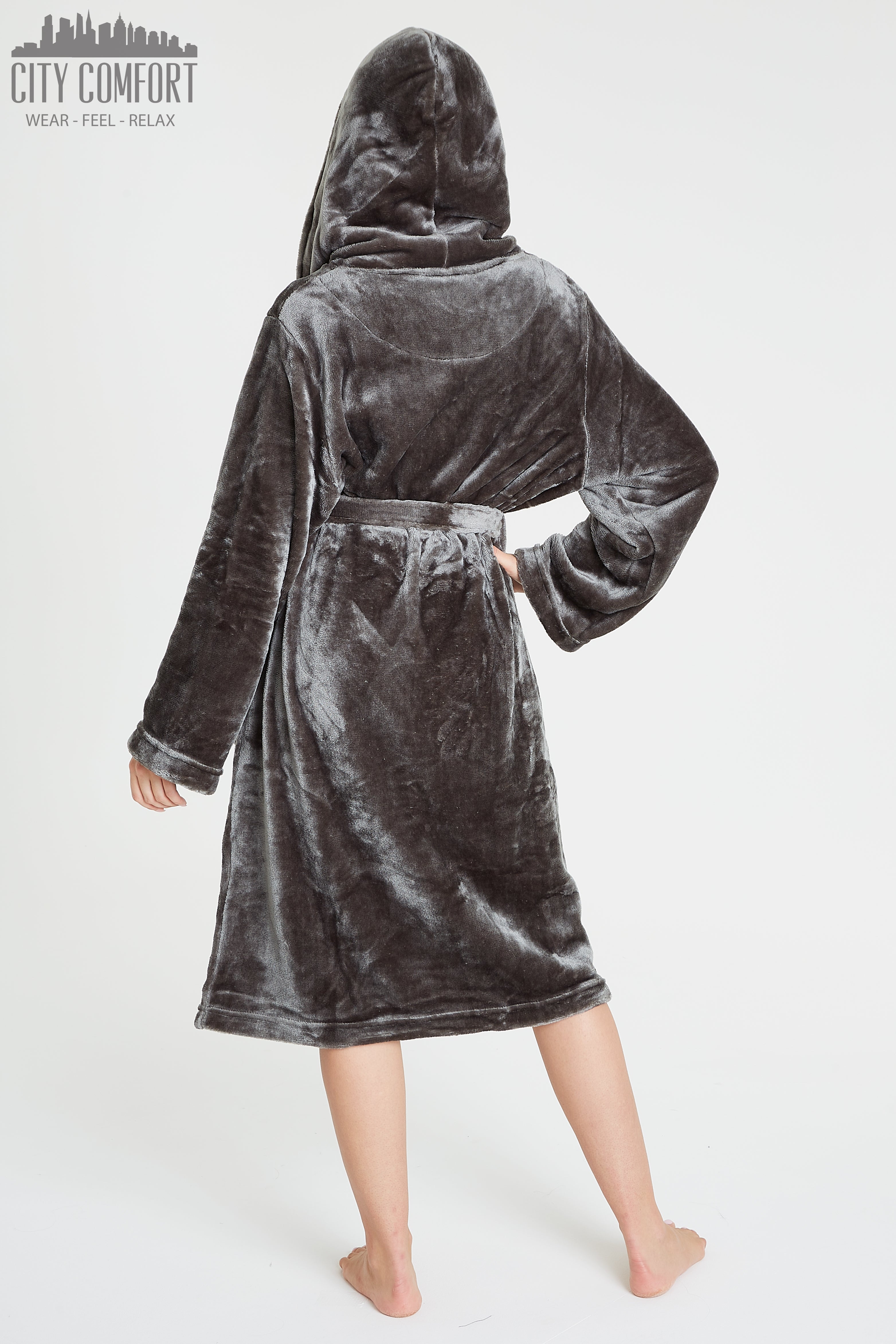 citycomfort-peignoir-femme-capuche-pilou-pilou-taille-m-ceinture image 7