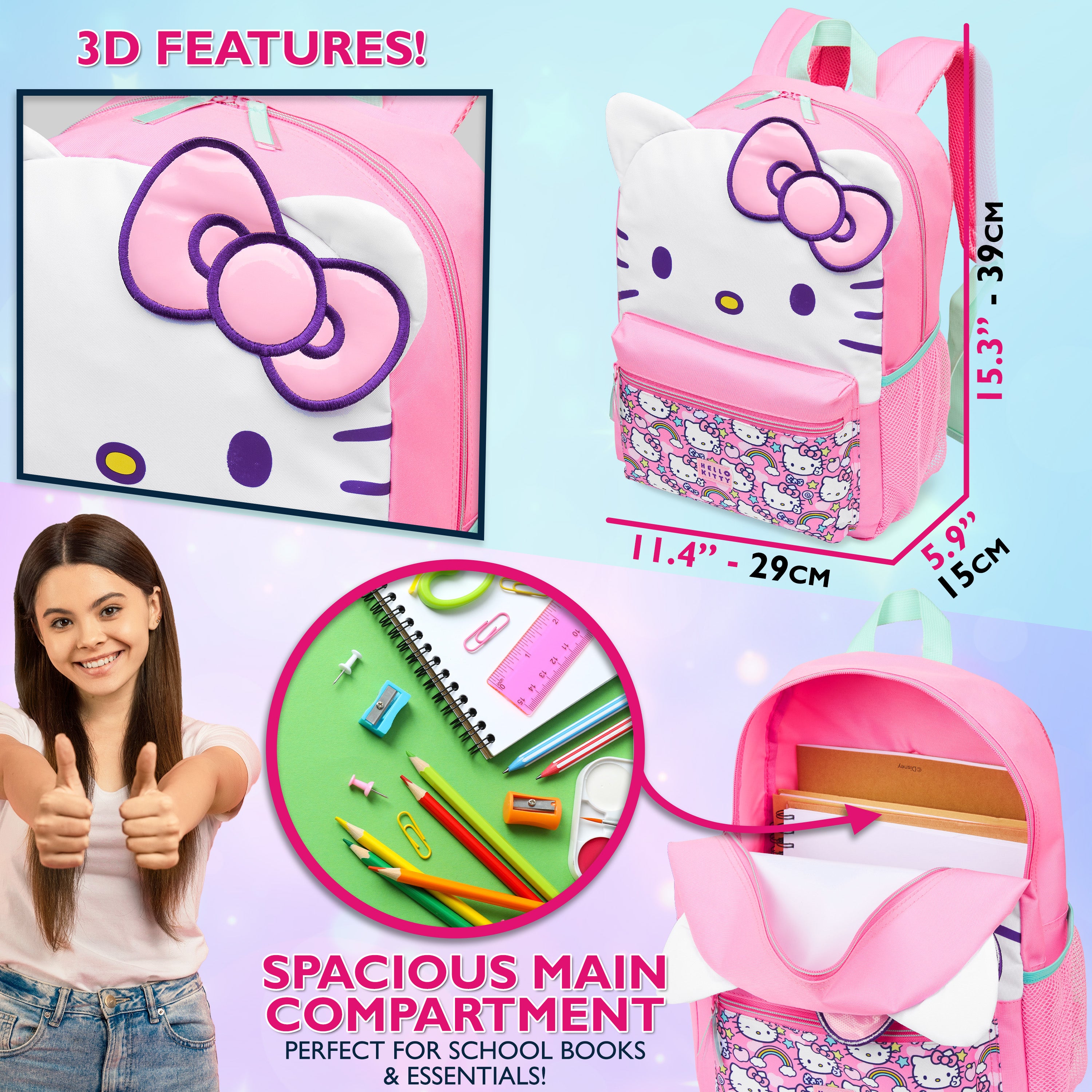hello-kitty-sanrio-sac-dos-fille-cole-l-ger-rose image 2
