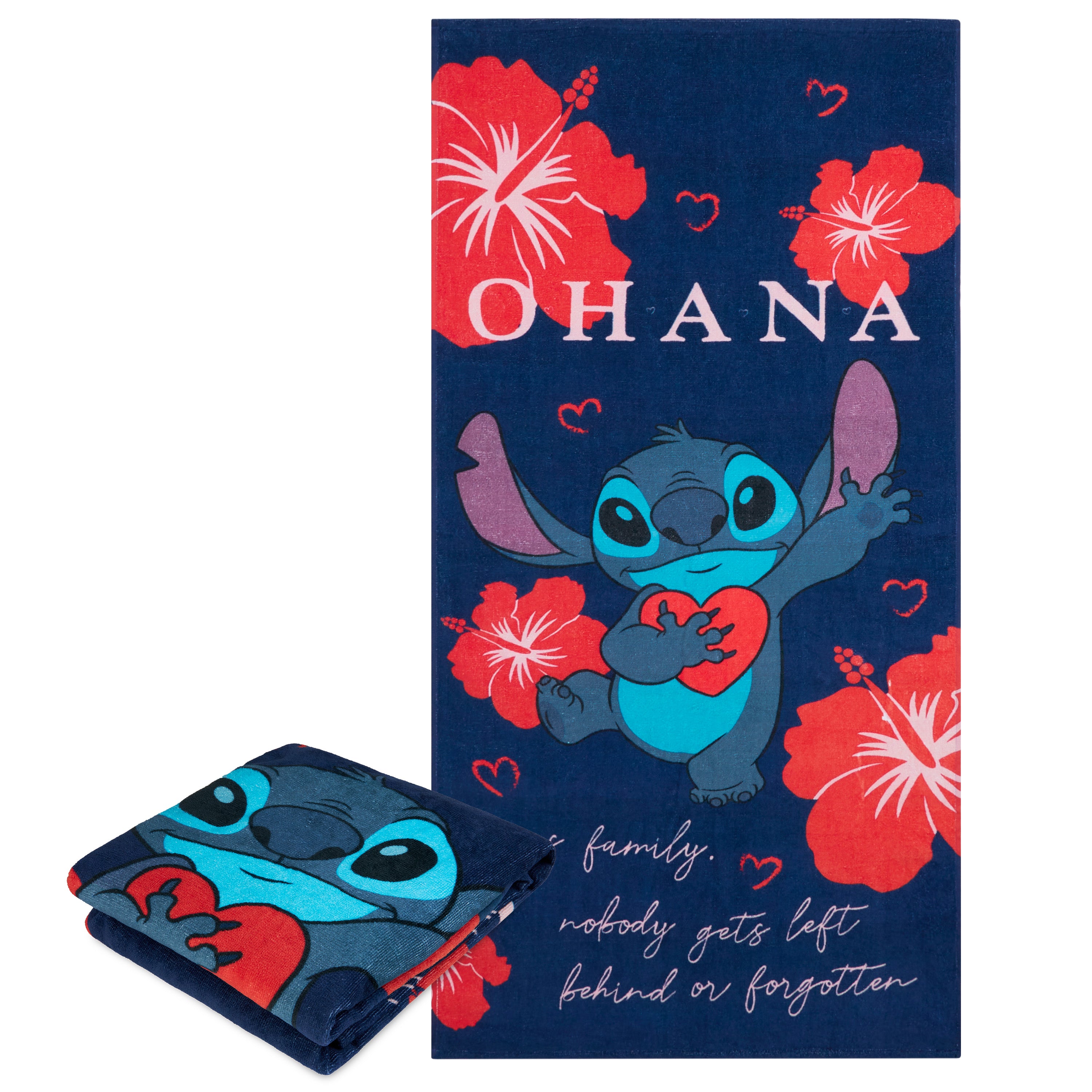 disney-stitch-serviette-plage-enfant-coton-70x140-bleu image 1