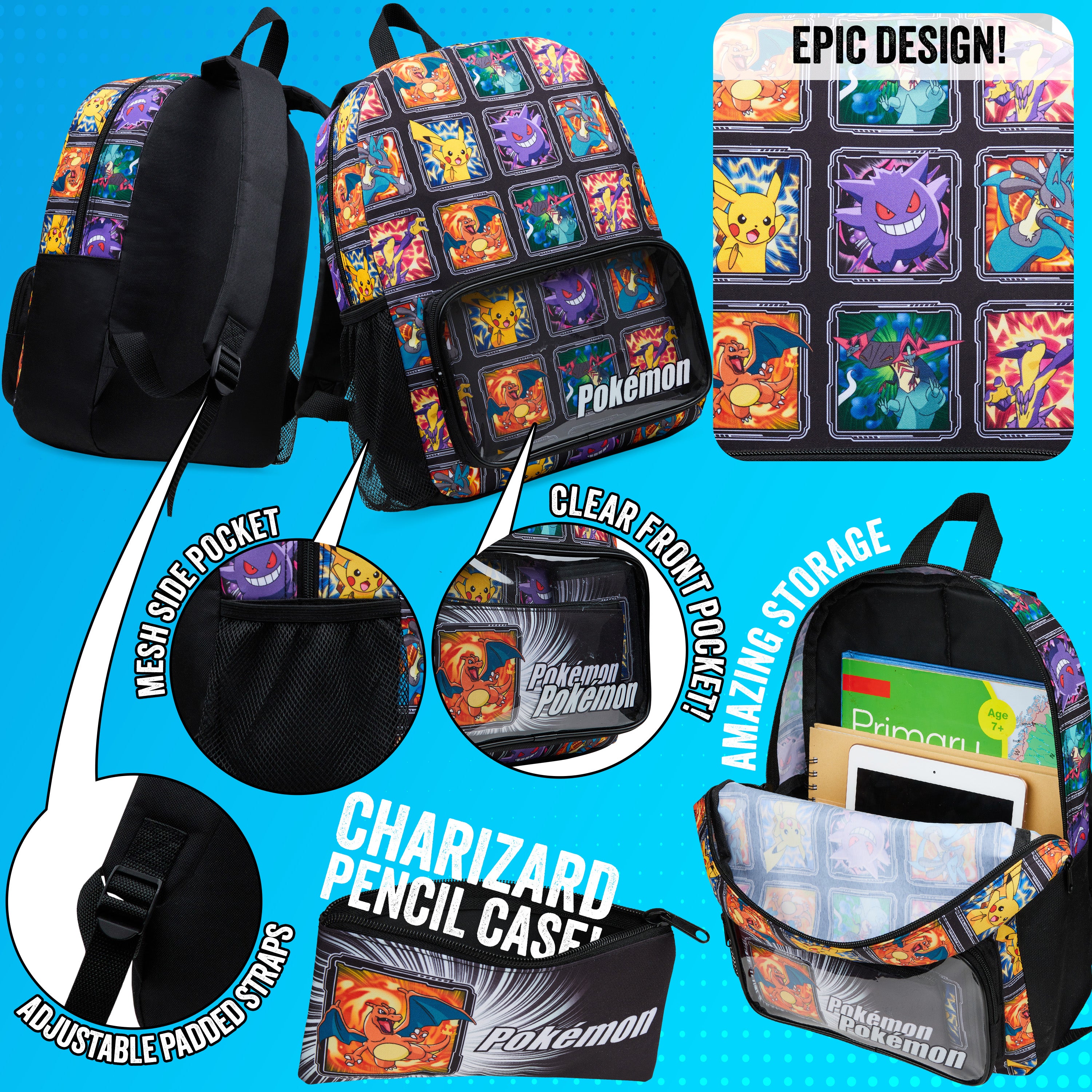 get-trend-pok-mon-sac-dos-set-4-pi-ces-multi-gourde image 5